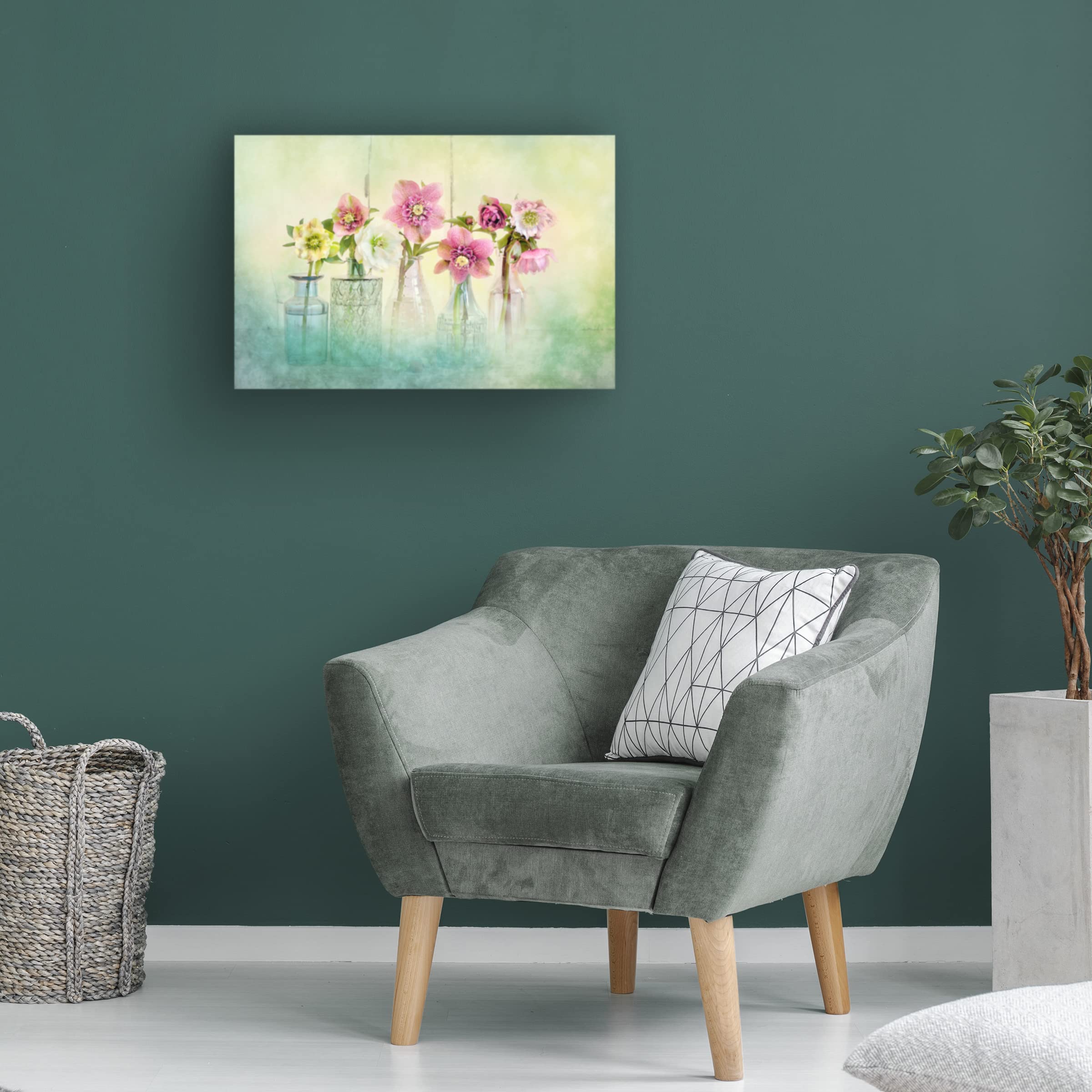 Jacky Parker 'Springtime' Floral Canvas Wall Art - Handmade Modern Home Decor for Living Room, Bedroom & Office - Ready to Hang Framed Painting