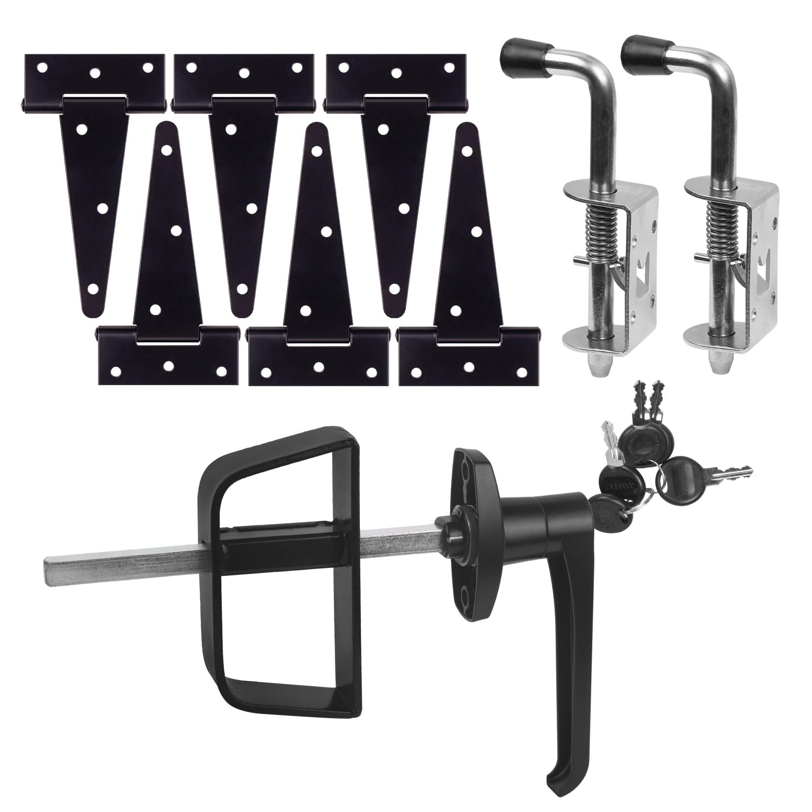 Double Door Shed Hardware Kit - Heavy Duty Hinges, Secure Latches & L-Handle Lock - Includes Window & Door Hinge Set for Gates, Playhouses & Outdoor Storage - Perfect for DIY Sheds, Playrooms & Garden Storage Solutions