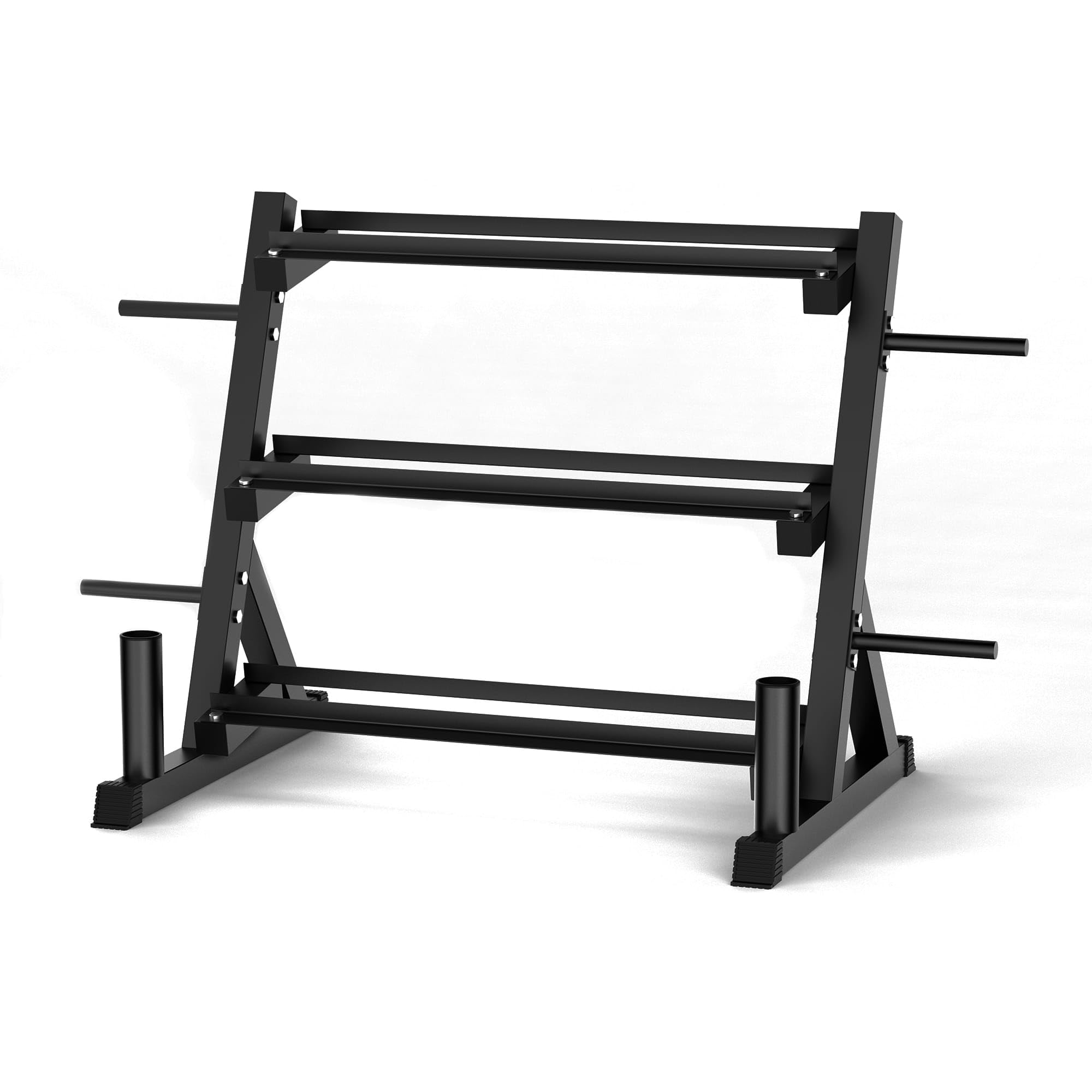 EVOLPOW 3-Tier Dumbbell Rack Stand - Heavy Duty Weight Storage Organizer for 5-75LB Dumbbells, Kettlebells & Weight Plates - Space Saving Home Gym Equipment for Strength Training & Workout Organization