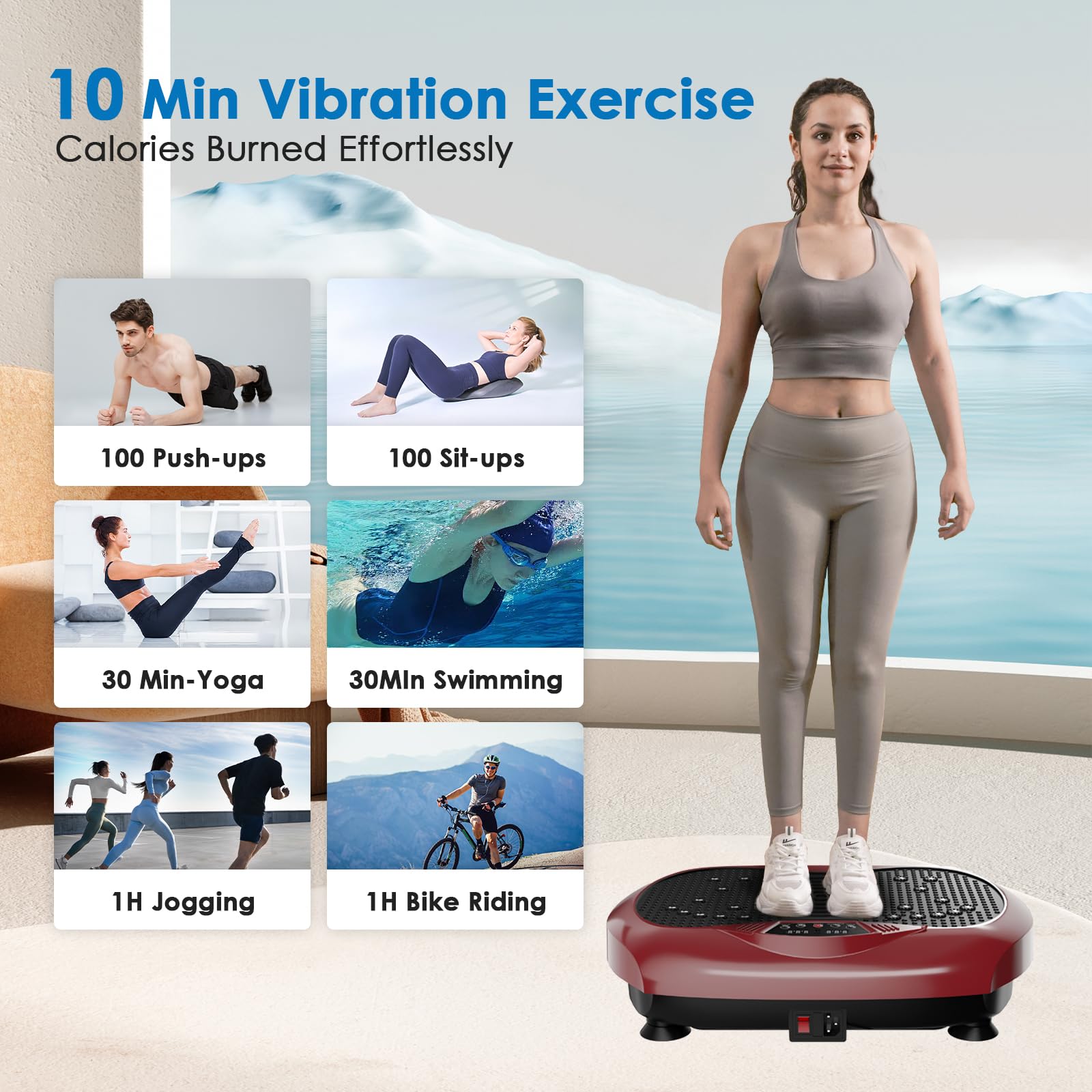 Whole Body Vibration Plate Machine for Weight Loss & Lymphatic Drainage - Home Fitness Equipment with Resistance Bands & Remote - Perfect for Pilates, Muscle Toning, and Post-Workout Recovery
