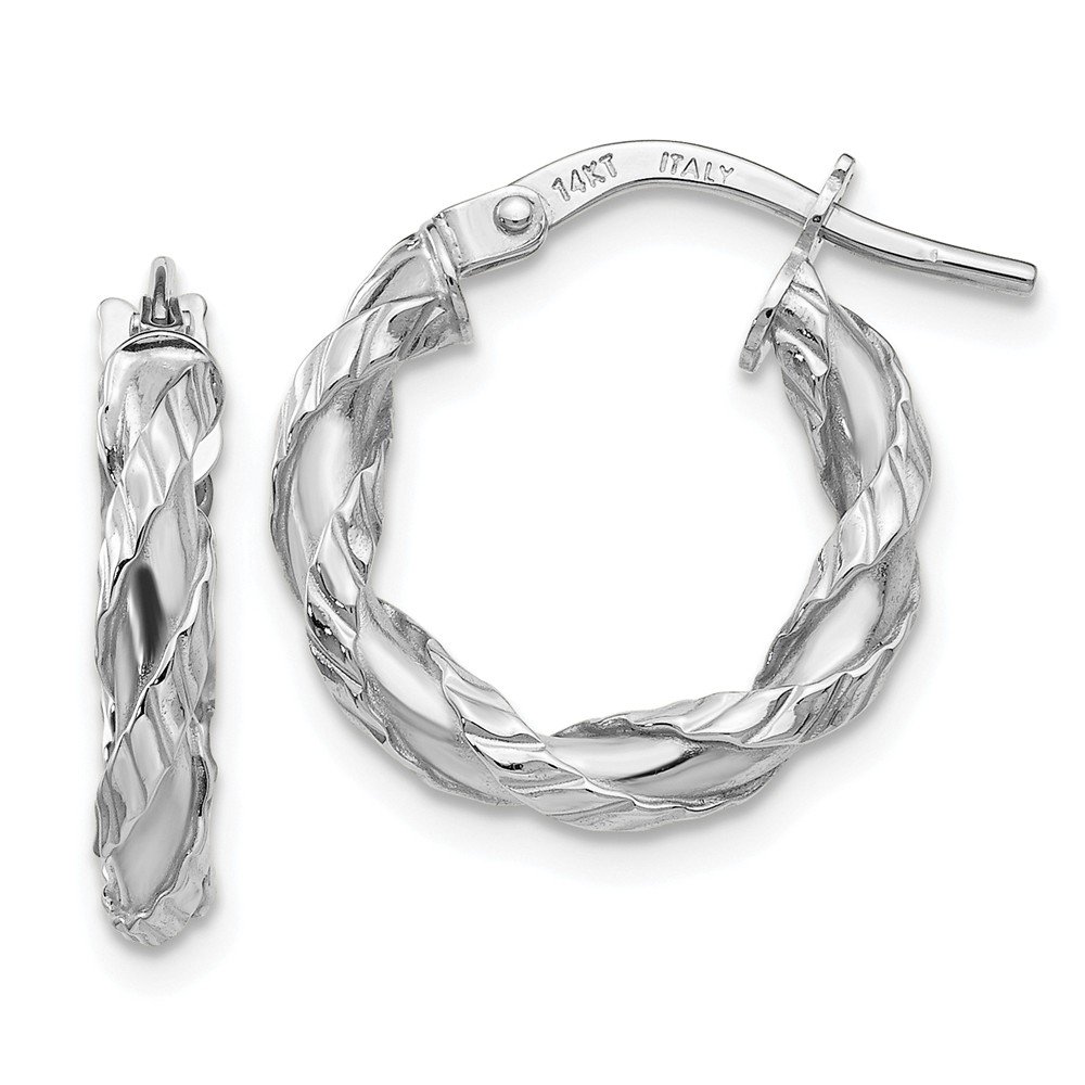 14K White Gold Twisted Rope Hoop Earrings for Women - Dainty & Elegant Jewelry Gift for Birthday, Anniversary, Wedding or Everyday Wear