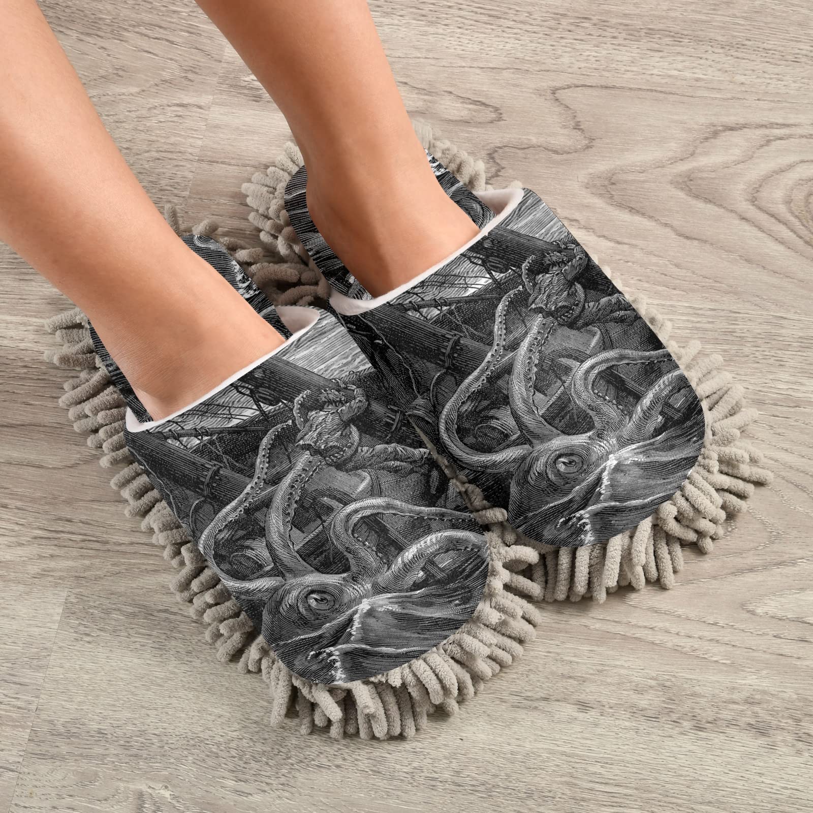 Unisex Mop Slippers for Cleaning - Soft House & Spa Dusting Shoes (Size M-L) | Perfect for Quick Floor Cleaning & Relaxing at Home