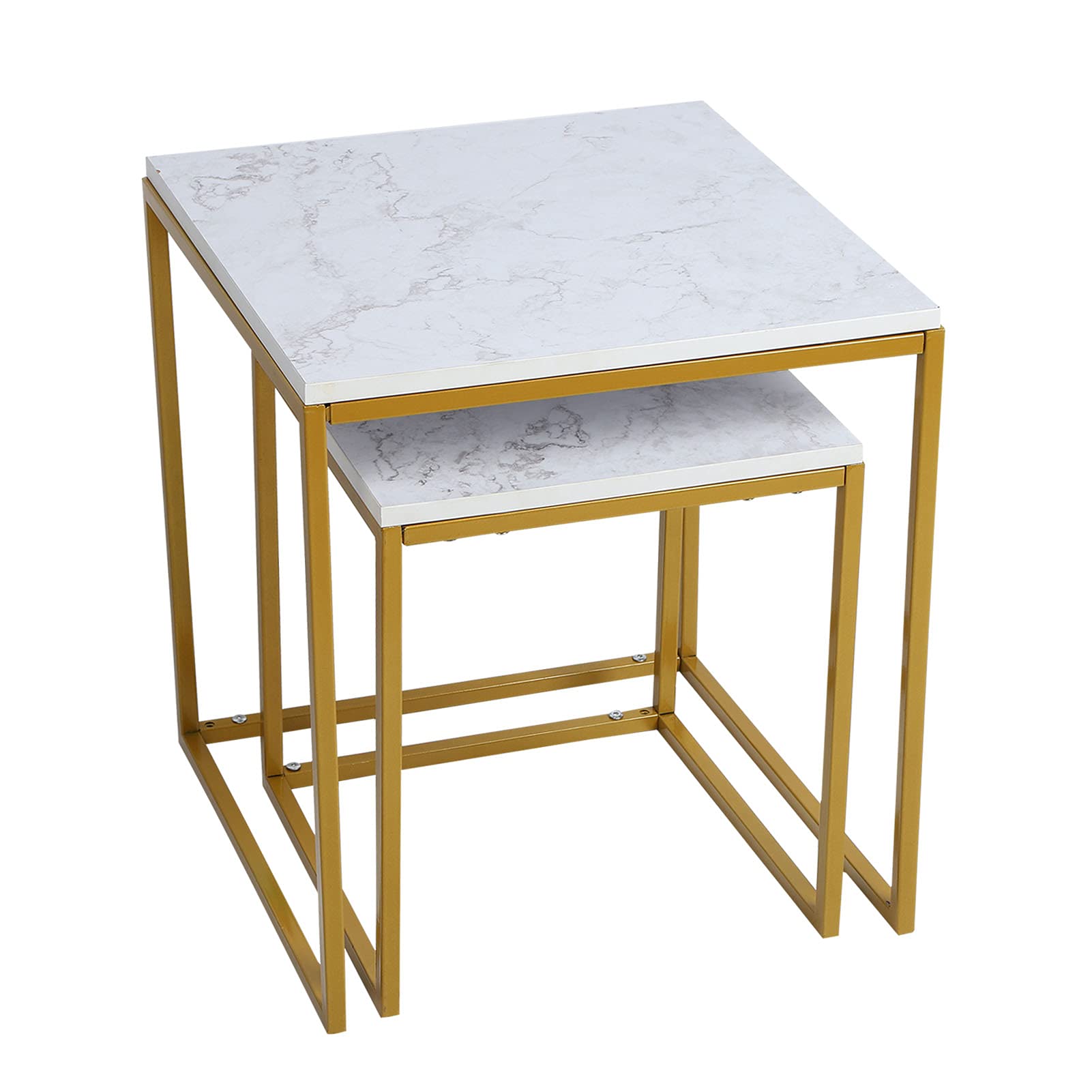 Modern Square Coffee Table Set of 2 - Stackable Metal End Tables for Living Room - Minimalist Home Decor Accent Furniture - Perfect for Small Spaces, Apartments & Coffee Shop Lounge Areas