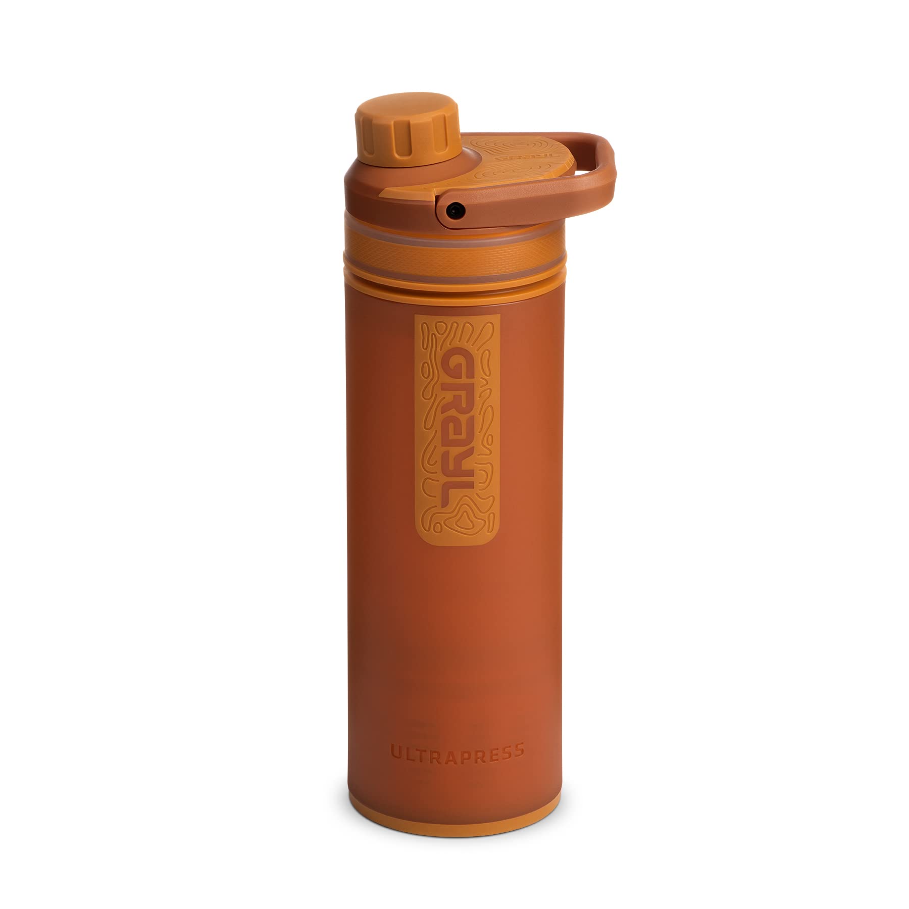 GRAYL UltraPress Water Purifier & Filter Bottle - Portable Water Filtration System for Hiking, Backpacking, Camping, Travel & Emergency Preparedness (Mojave Redrock) - Removes 99.9% of Bacteria, Viruses & Chemicals