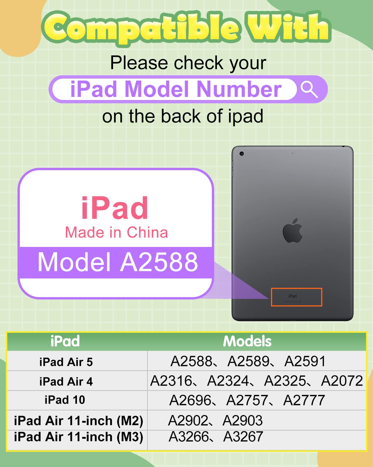 Cute Cartoon iPad Air 11 Case for M2 2024/M3 2025/5th/4th Gen 10.9