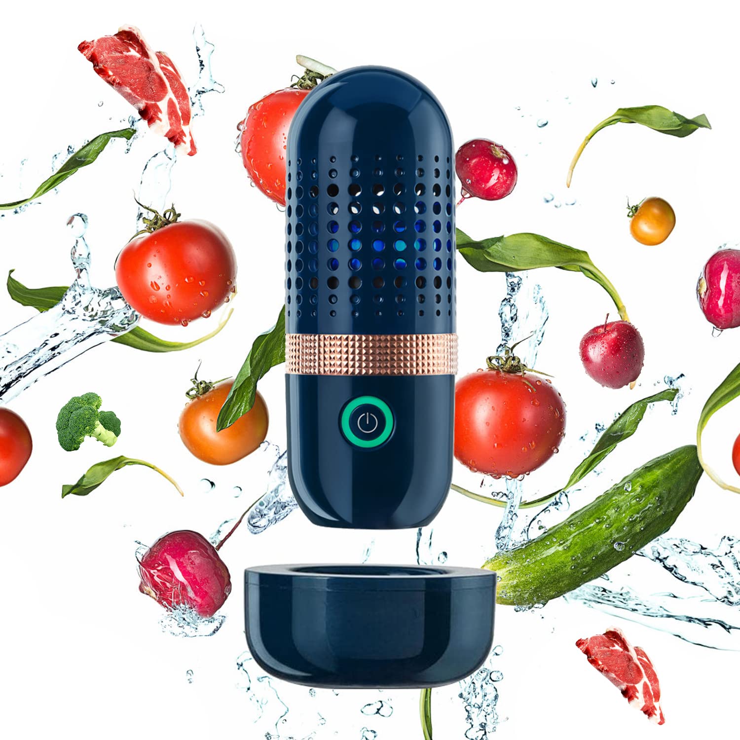 Heyjar Wireless Food Purifier - Portable Ozone Cleaner for Fruits, Vegetables, Rice & Tableware | Eliminate Pesticides & Bacteria | Perfect for Kitchen, Travel & Camping