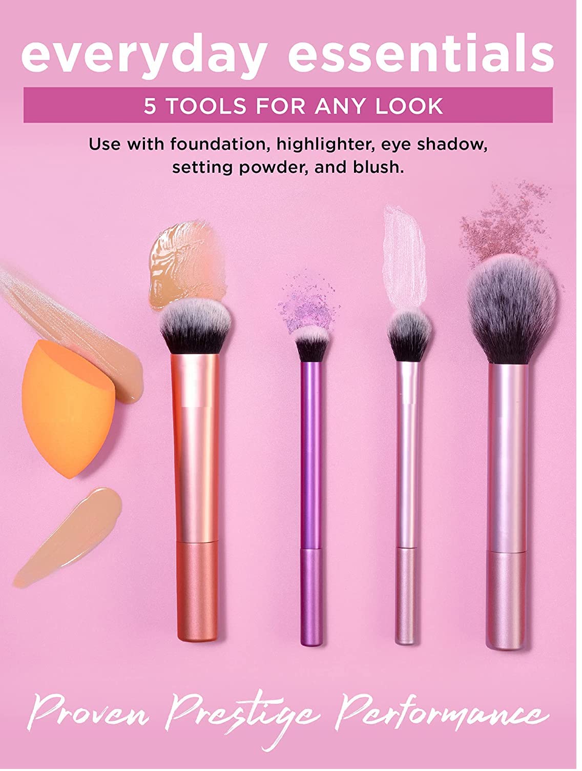 URBANMAC 5-Piece Makeup Brush Set for Professional Artist Looks - Perfect for Contouring & Blending