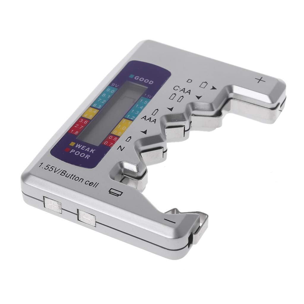 BALAX Digital Battery Tester - Accurate Capacity Detector for C, D, N, AA, AAA, 9V 6F22 & 1.55V Button Cell Batteries - Perfect for Home, Office, and Electronics Maintenance