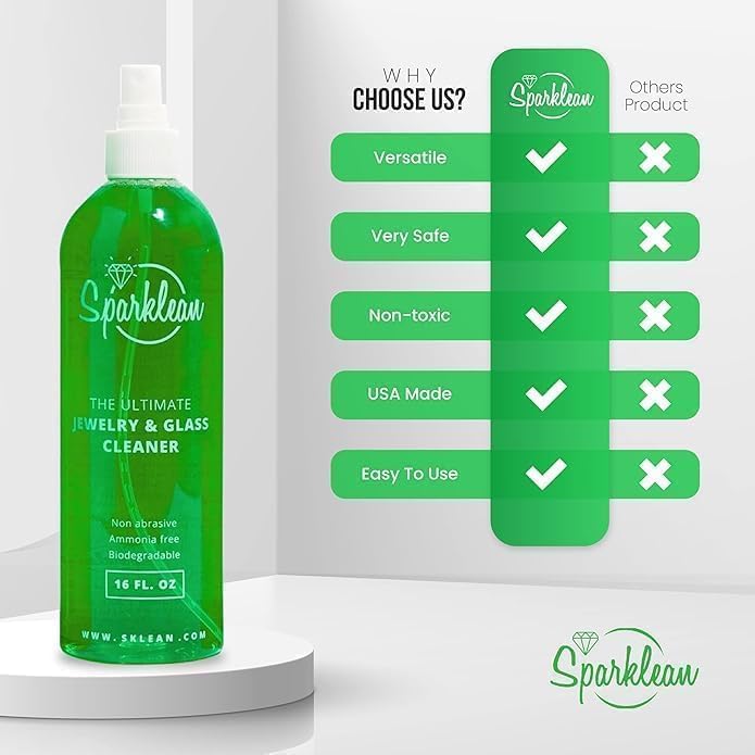 Premium Jewelry Cleaner Solution for Gold, Silver & Diamonds | Non-Toxic Ammonia-Free Jewelry Cleaning Spray | Anti-Tarnish Treatment | Perfect for Rings, Necklaces & Watches | Home & Travel Jewelry Care Kit