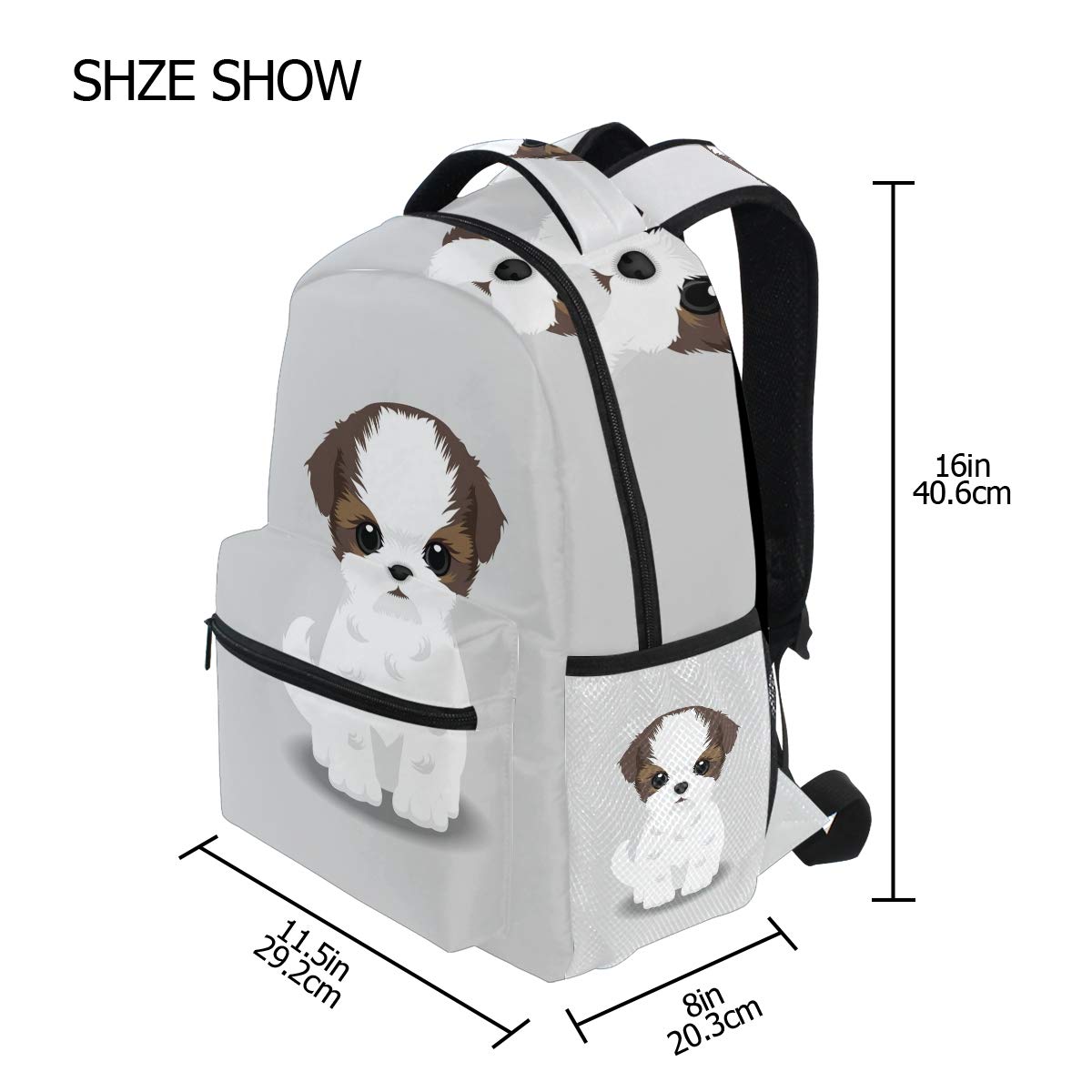 Pfrewn Shih Tzu Puppy Print Backpack for Women & Men - Stylish Laptop Computer Bag for Work, School, Travel & Camping - Durable Casual Daypack with Dog Design