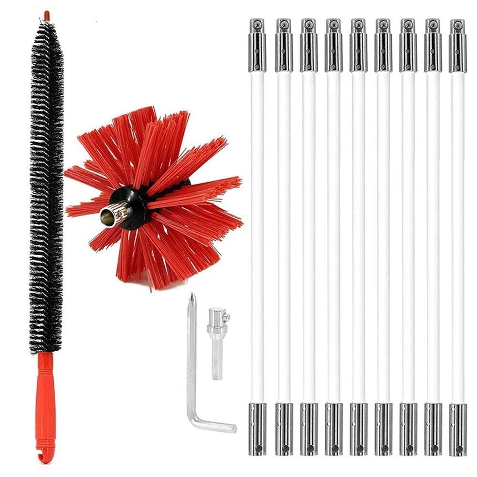 4 Inch Flexible Reusable Dryer Vent Cleaner Kit with Lint Brush & Bendable Nylon Rods - Professional Dryer Duct Cleaning Tool for Home Laundry Safety (Prevents Fire Hazards)