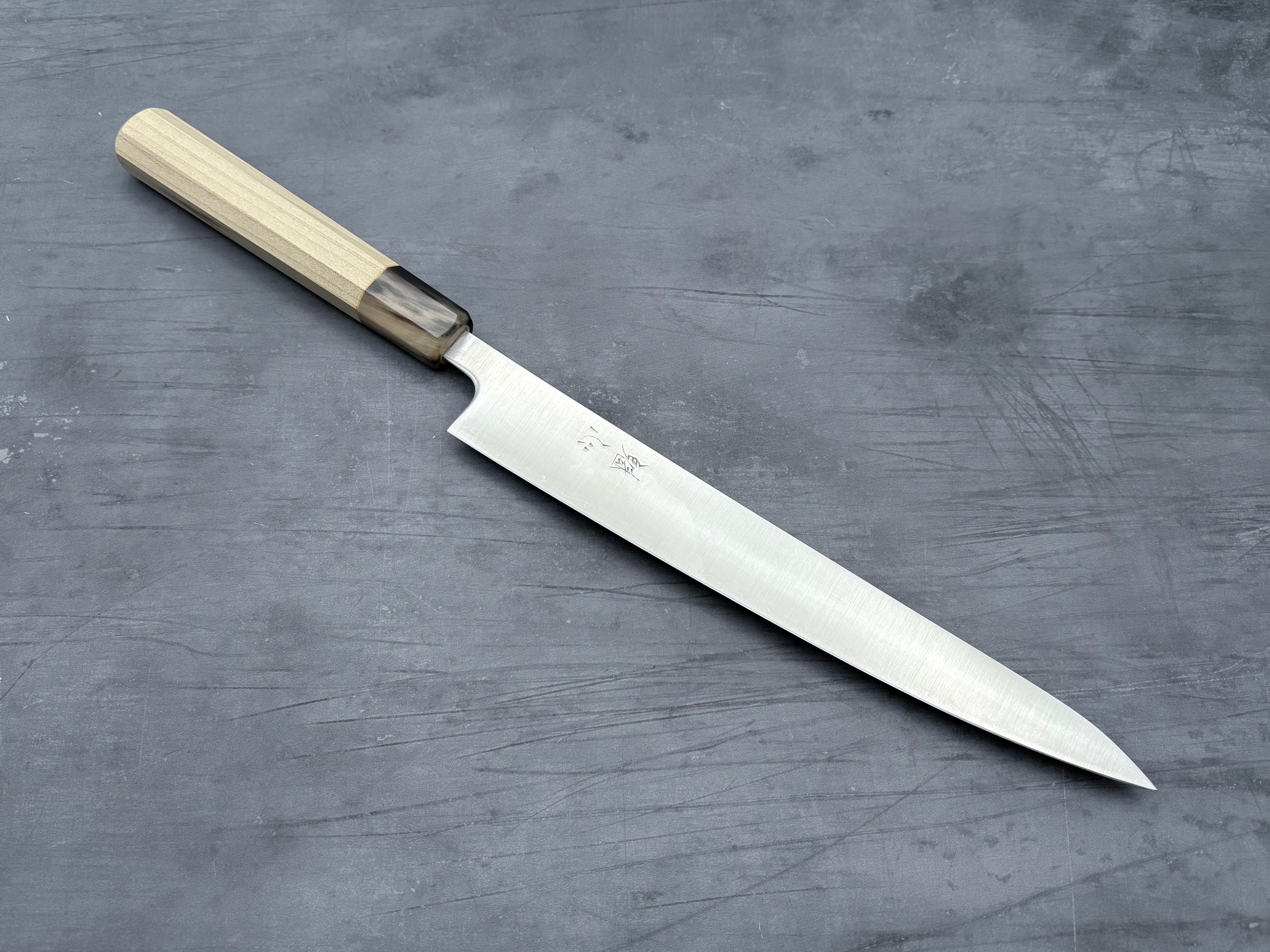 Premium Nakamura Hamono Kaishin Super Blue Steel Sujihiki Knife 240mm - Japanese High-Carbon Chef's Knife for Slicing Meat, Fish & Sushi - Perfect for Professional Chefs & Home Cooking Enthusiasts