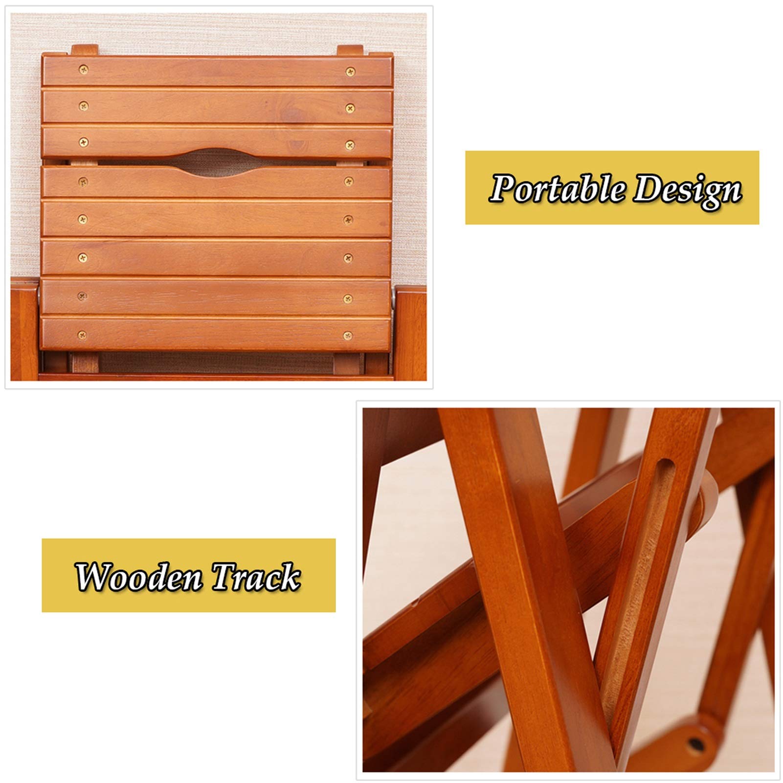 LEOSXA 3-Step Solid Wood Folding Step Stool - Heavy Duty Portable Ladder Stool for Home, Kitchen, Bathroom & Garage - Non-Slip Safety Stool for Adults & Kids - Multi-Purpose Climbing Stool for Storage & Cleaning