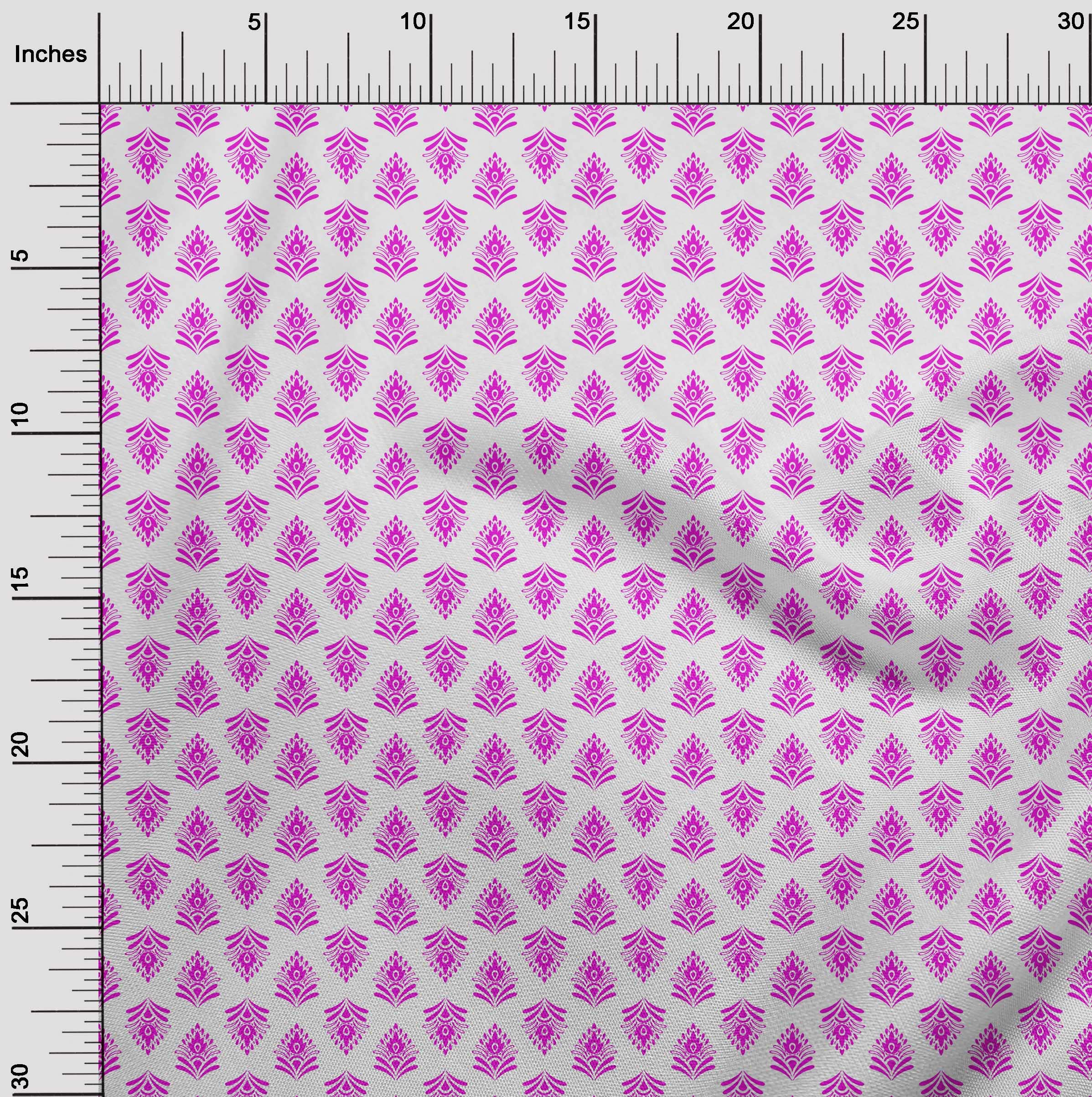 Premium 100% Cotton Cambric Fuschia Pink Fabric - 42 Inch Wide by The Yard | Asian Block Print Dress Material for DIY Clothing, Quilting & Home Decor Projects