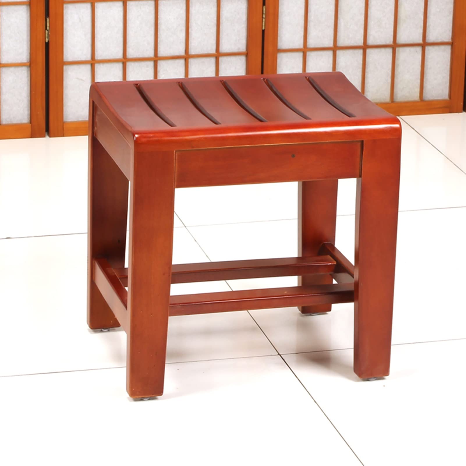 Waterproof Wooden Shower Stool - Spa Bath Seat & Foot Stool for Bathroom, Shower, and Relaxation - Cozy Wooden Bench for Small Spaces - Perfect for Elderly, Kids & Home Spa Use