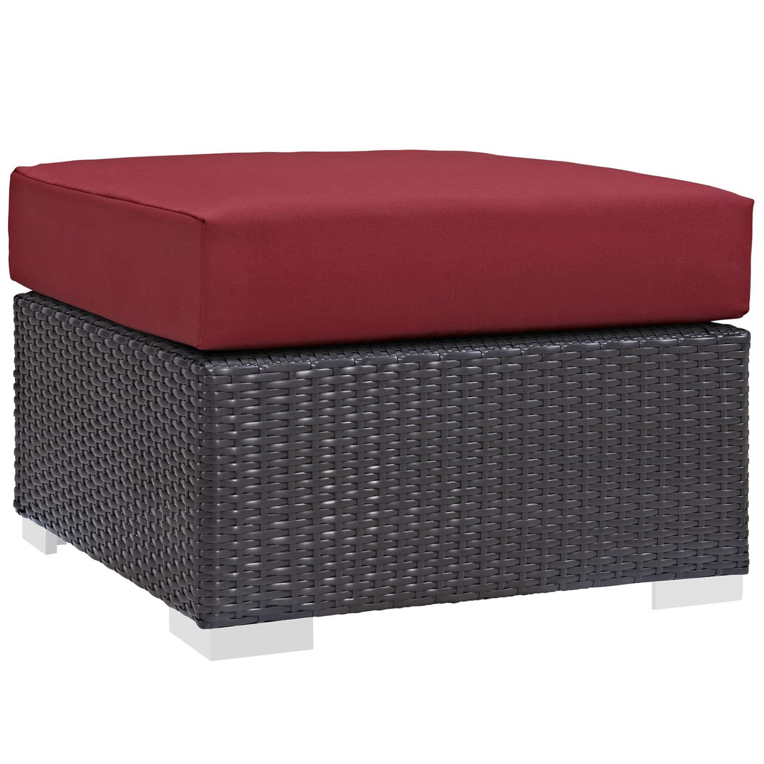 Modway Convene 8-Piece Outdoor Patio Sectional Set - Espresso Red Wicker Furniture for Backyard, Garden & Poolside Relaxation