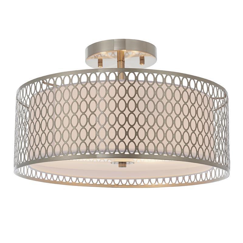 3-Light Nickel Flush Ceiling Light Fixture - Modern LED Lighting for Bedroom, Hallway, or Kitchen - Cordero Collection