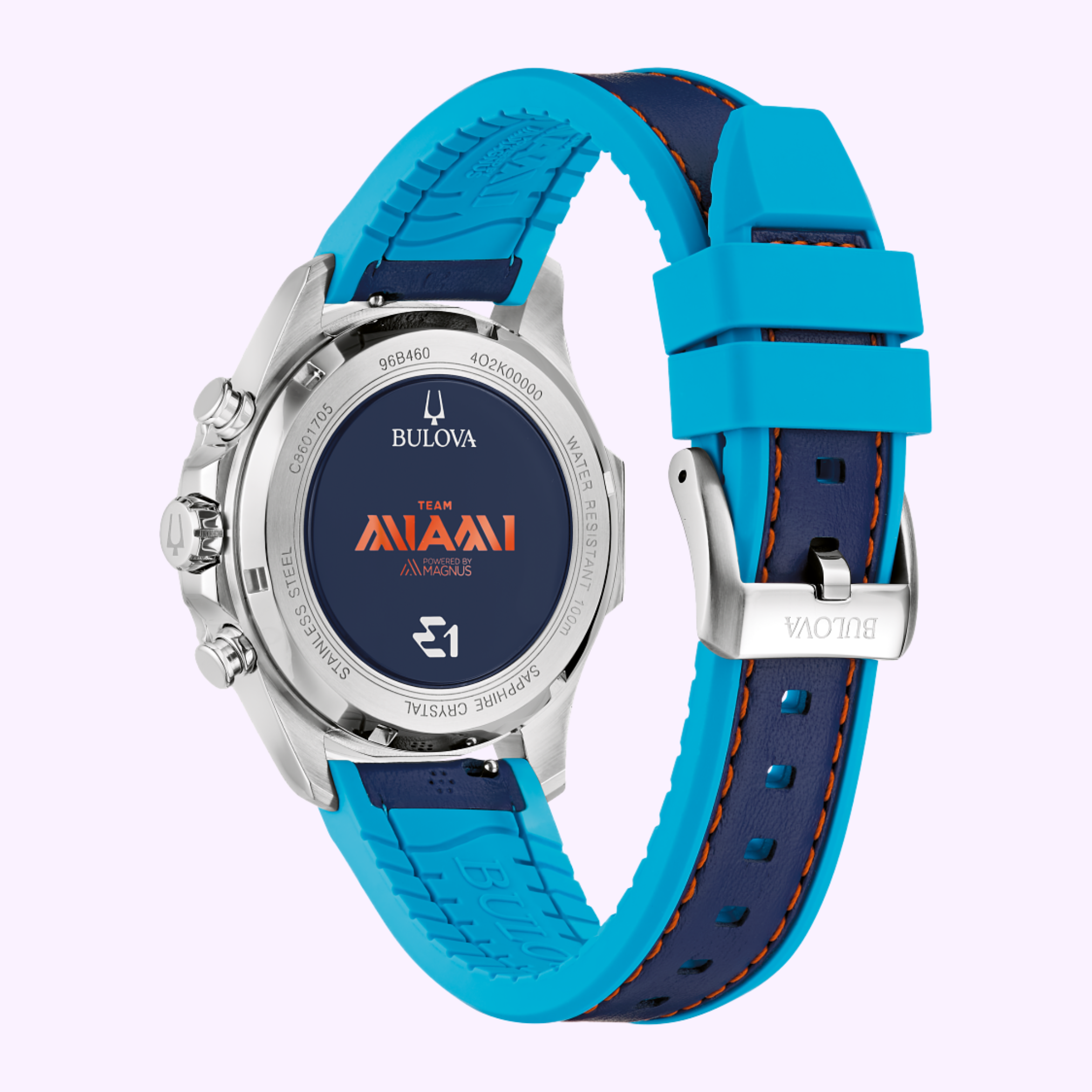 Bulova E1 Team Miami 96B460 Men's Chronograph Watch - Stylish Sporty Design for Casual Wear & Water Activities