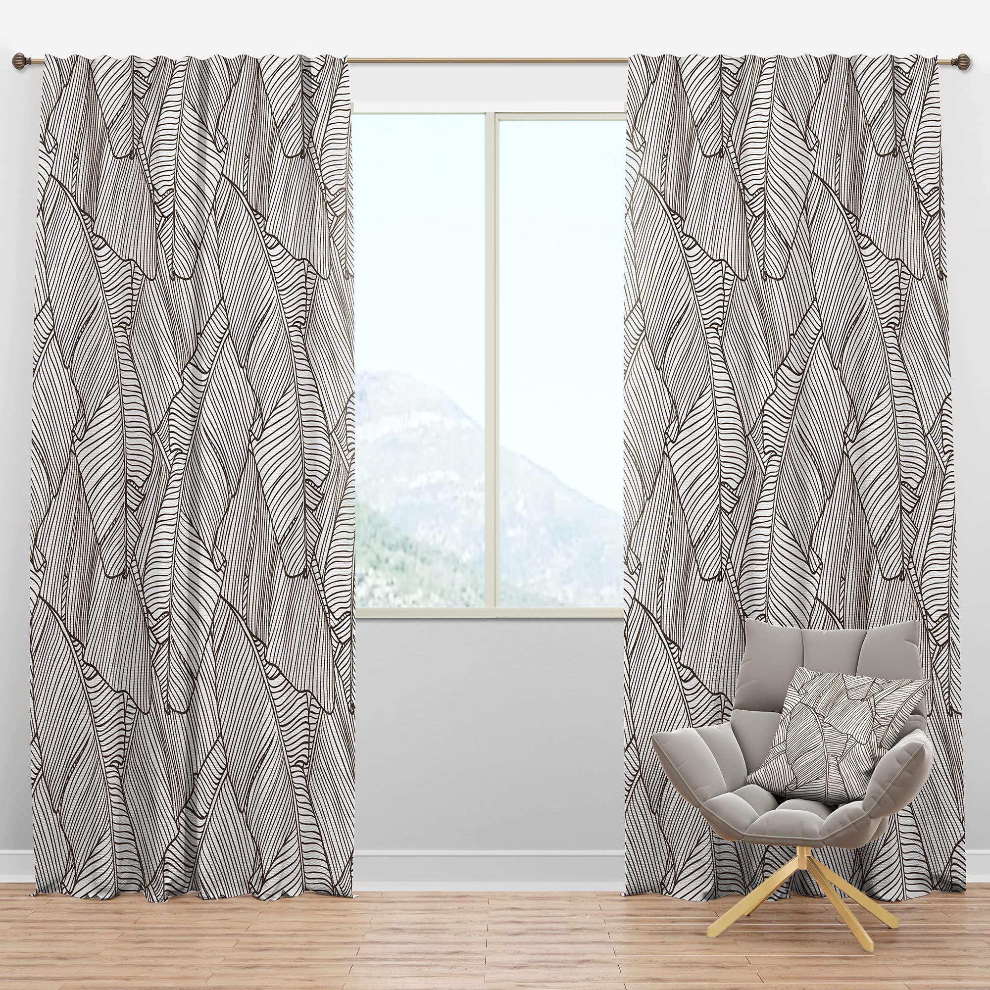 Blackout Curtains 'Leaves of Palm Tree' - Thermal Insulated Single Panel (52x95 inches) - Perfect for Bedroom & Living Room - Blocks Light & Noise for Better Sleep & Privacy
