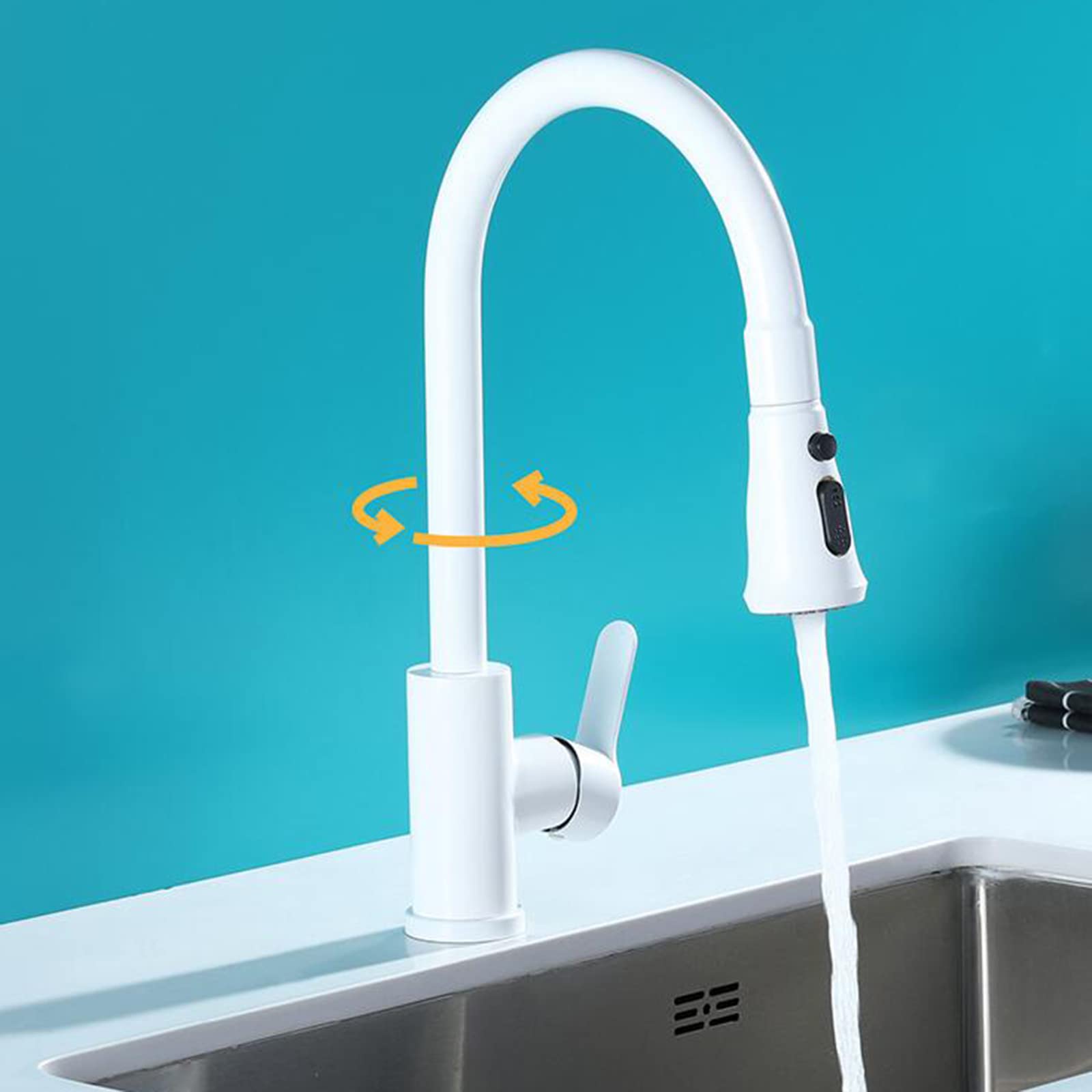Stainless Steel Pull Out Kitchen Faucet - Hot/Cold Water for Cooking & Cleaning