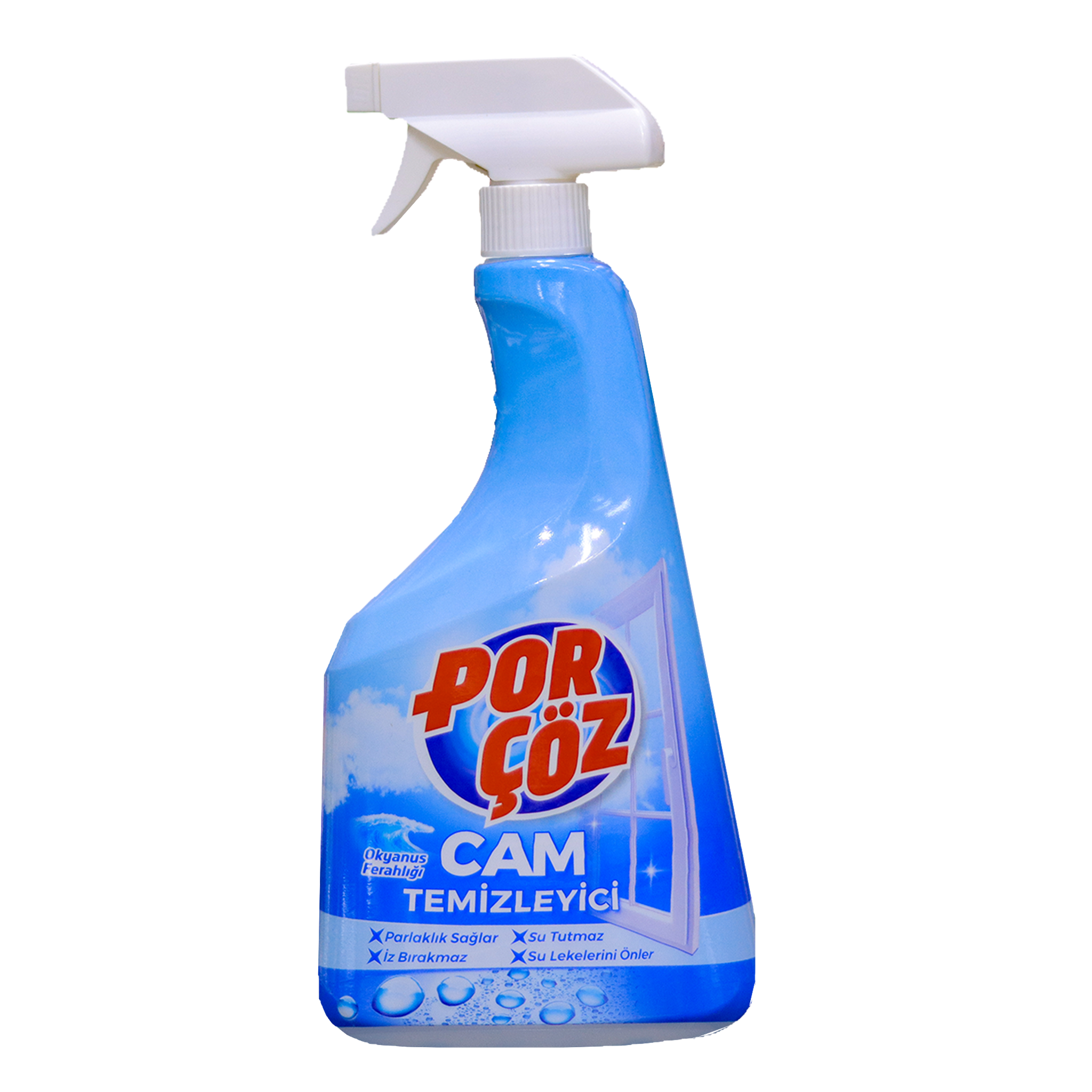 Porçöz Glass Cleaner Spray 750ml - Streak-Free Cleaning for Windows, Mirrors & Glass Surfaces - Perfect for Home, Office & Car Use