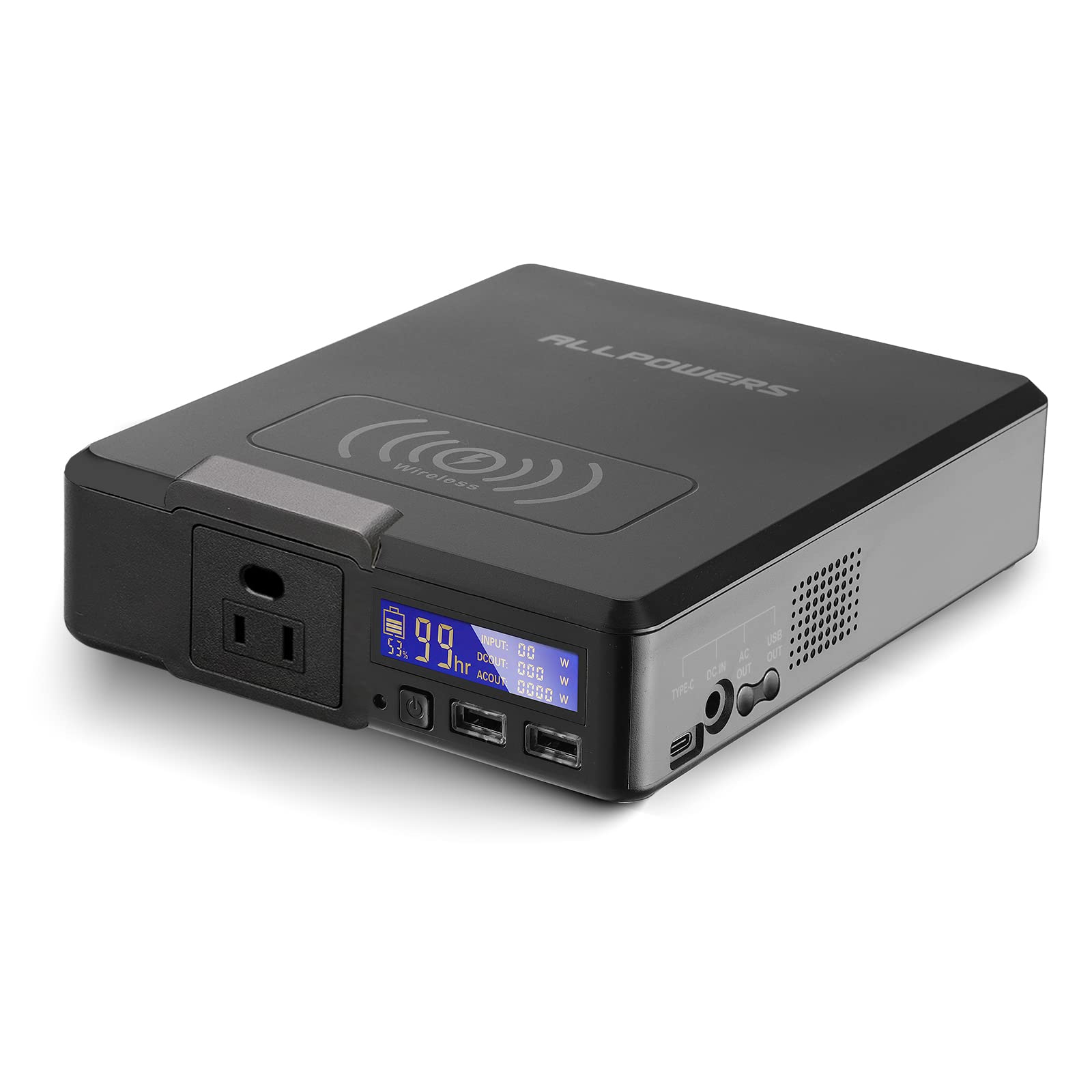 ALLPOWERS 41600mAh Portable Power Bank with AC Outlet - 200W 110V Laptop Charger, USB & Wireless Fast Charging for Phones, Cameras, Drones | Perfect for Travel, Camping & Emergency Power Backup