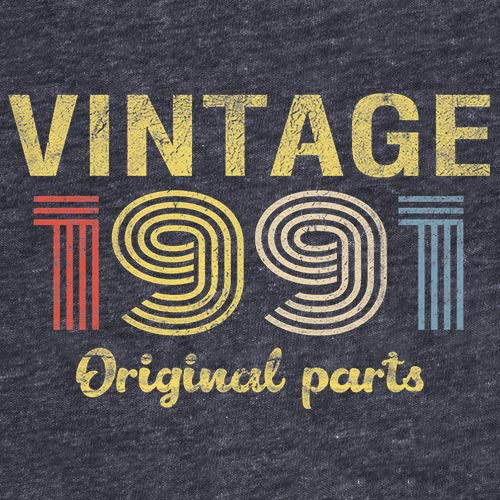 Vintage 1991 Retro 34th Birthday Gift T-Shirt for Men - Original Parts Design - Perfect for 34th Birthday Parties & Nostalgic Celebrations
