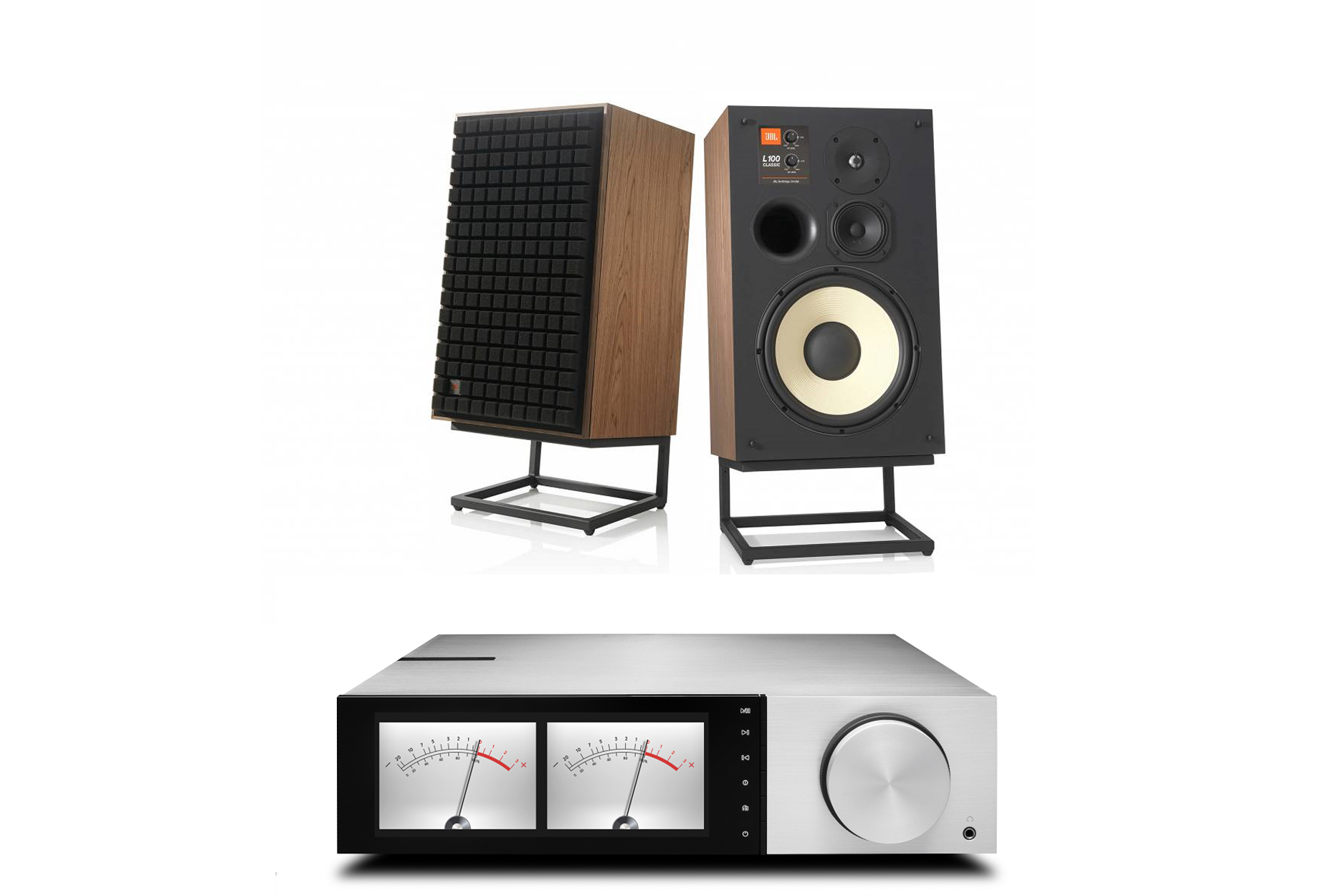 JBL L100 Classic 12 Inch 3-Way Bookshelf Speakers Pair with Cambridge Audio Evo 150 Delorean Edition Integrated Amplifier Bundle - Premium Home Audio System for Music Lovers & Hi-Fi Enthusiasts