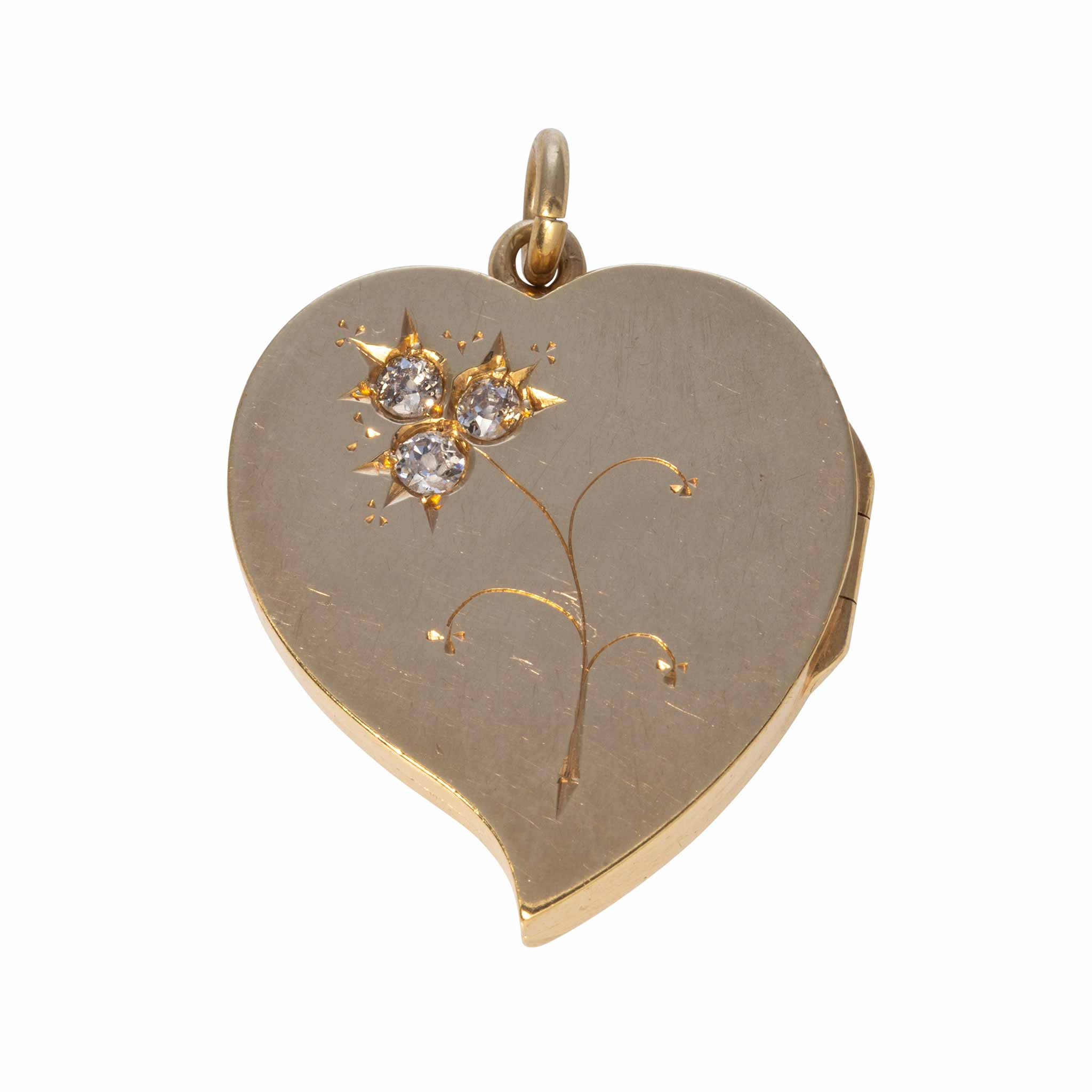 Victorian Style 18K Gold Diamond Floral Heart Locket Pendant Necklace - Perfect for Valentine's Day, Anniversary & Wedding Gifts