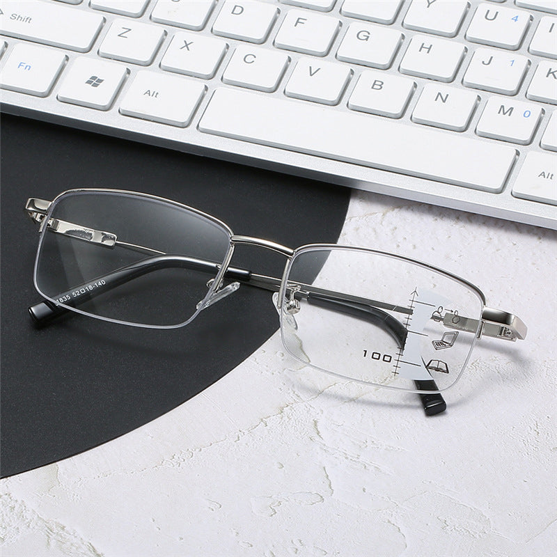 Progressive Multifocal Reading Glasses with Anti-Blue Light Protection - RING FOCUS PRO - Perfect for Computer Work, Reading & Screen Time