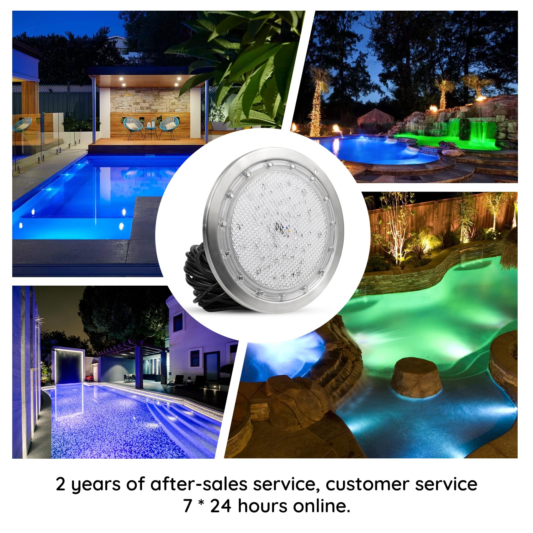 6 Inch 100FT Underwater LED Pool Spa Lights for Inground Pools - Wet Niche Compatible, AC 120V Waterproof Swimming Pool Lighting - Perfect for Backyard, Garden & Resort Pools at Night