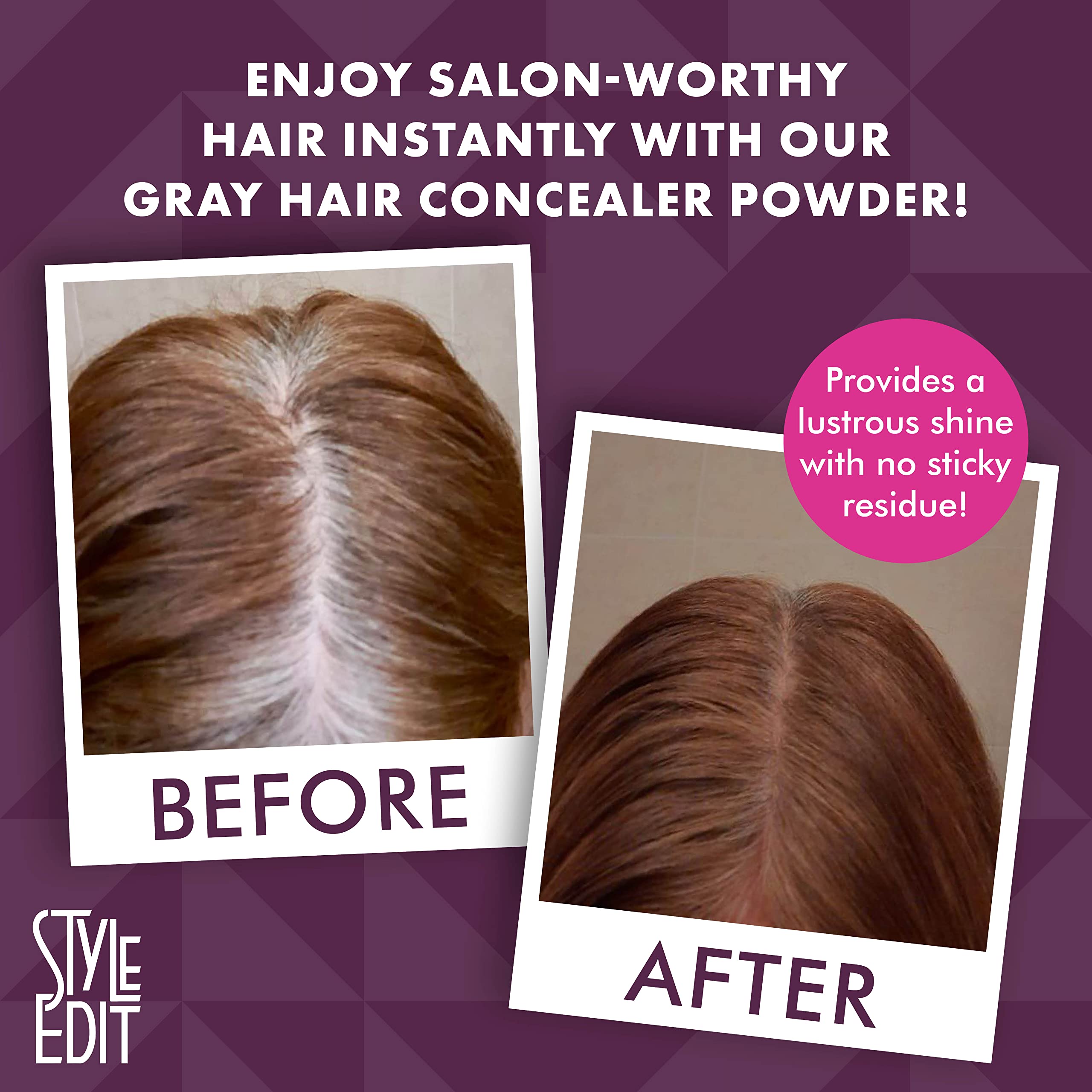 Style Edit Root Touch Up Powder for Dark Roots & Gray Hair - Water Resistant, Non-Sticky, Compact & Mess-Free - Black Hair Color (3 Pack) | Perfect for Quick Root Coverage Between Salon Visits, Travel & Everyday Use