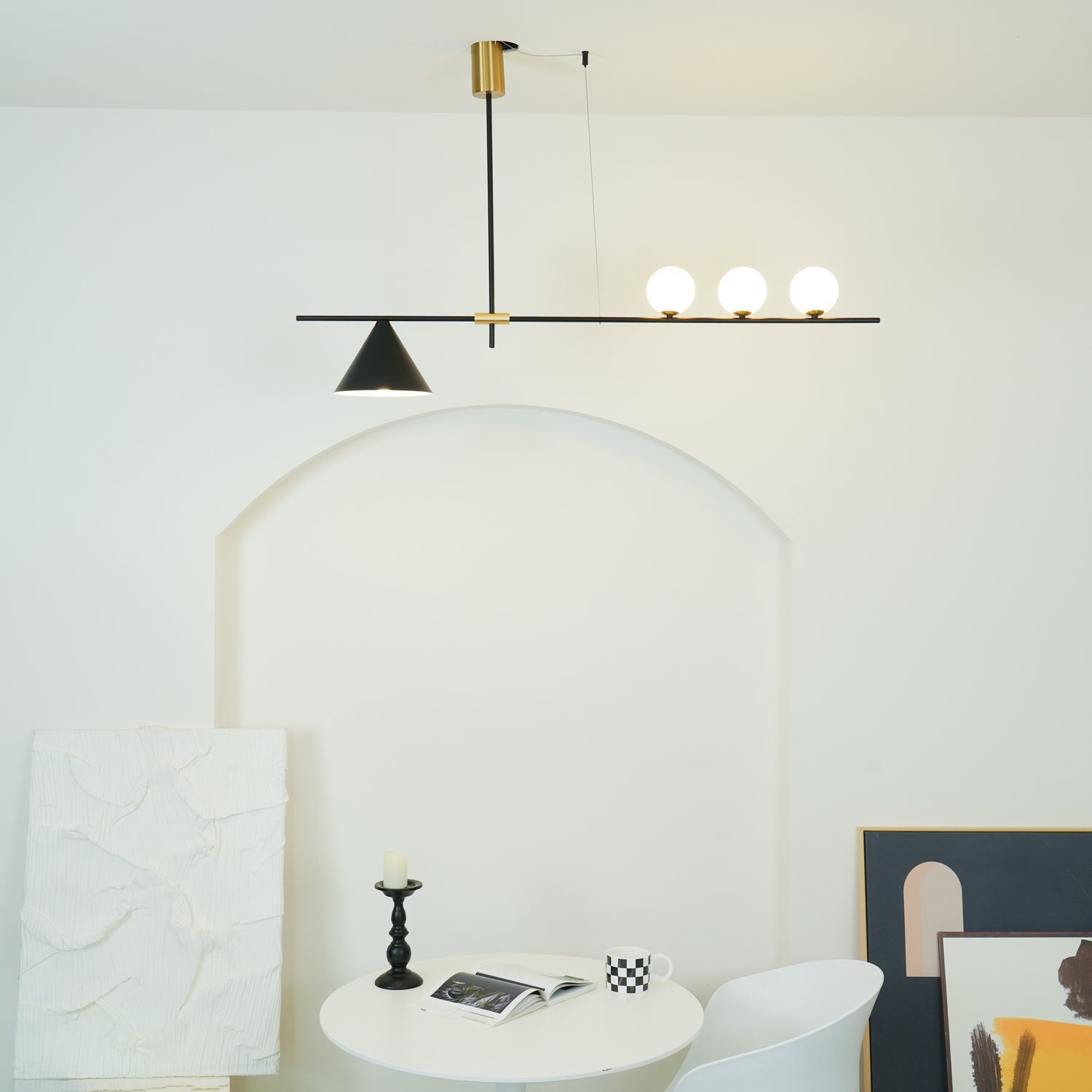 Eclipse Modern Linear Suspension Light - Sleek Minimalist LED Pendant Lighting for Kitchen Island, Dining Room & Living Room - Adjustable Hanging Fixture with Dimmable Warm White Light