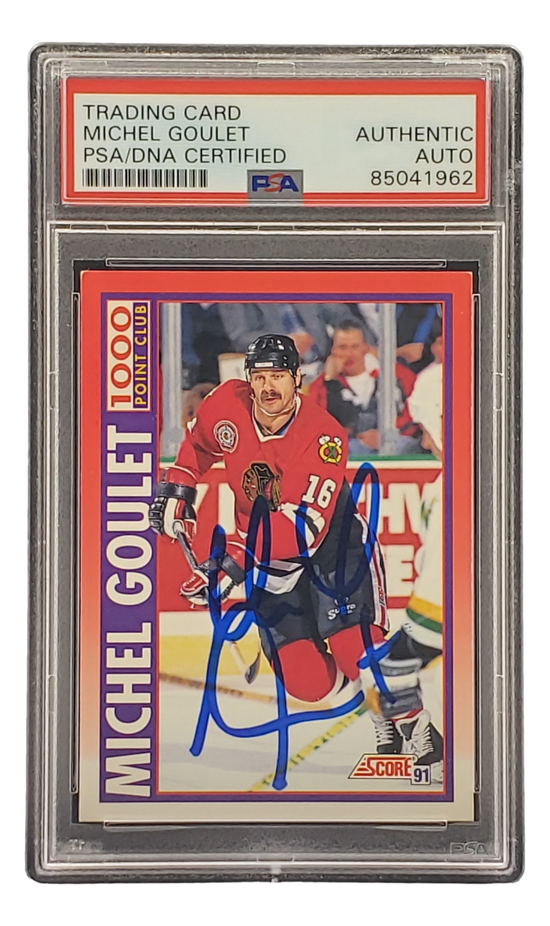 Michel Goulet Autographed 1991 Score #265 Chicago Blackhawks Hockey Card - PSA/DNA Certified - Perfect for NHL Memorabilia Collections & Hockey Fan Gifts