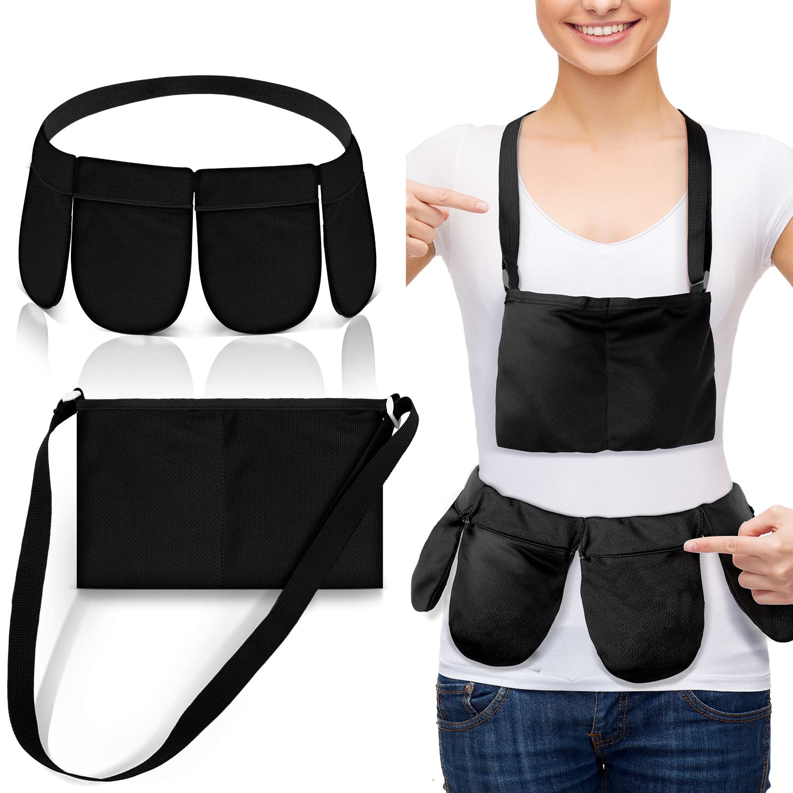 Post-Surgery Drain Holder with 4 Pouch Shower Bag - Adjustable Mastectomy Drainage Pouch for Tummy Tuck & Breast Augmentation Recovery - Quick Dry Stretchy Patient Care Kit (Black) - Ideal for Showering, Sleeping & Daily Activities After Surgery