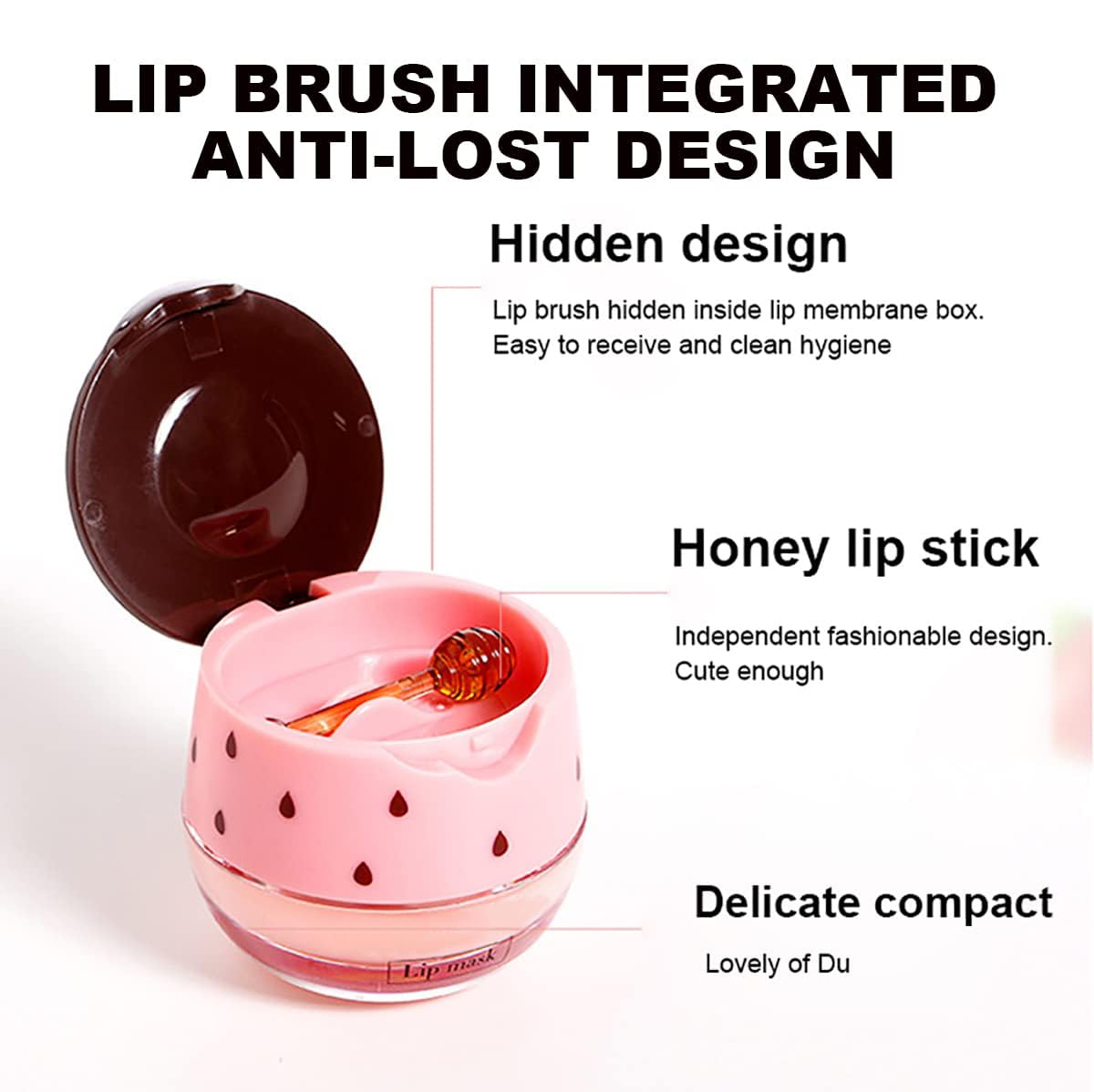 4PCS Strawberry & Bee Lip Balm Honey Pot - Vitamin E & Propolis Sleeping Lip Mask for Dry, Cracked Lips - Reduces Lip Lines & Exfoliates - Perfect for Nighttime Lip Care & Hydration