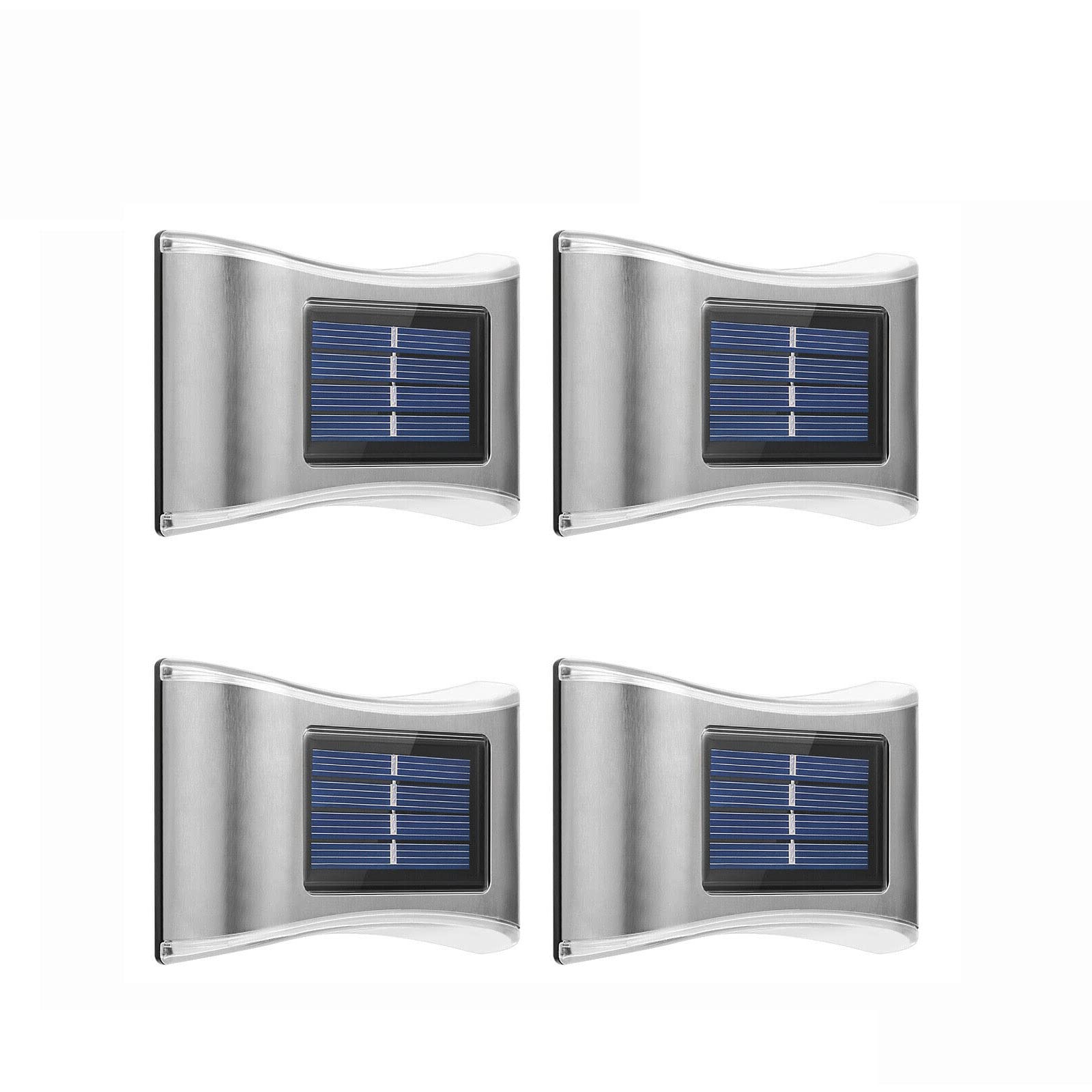 4/8PCS Solar Powered LED Wall Lights - Waterproof Outdoor Garden Pathway Stairs Step Fence Lighting (Warm White, 4PCS) - Perfect for Backyard, Patio, Driveway & Landscape Decoration