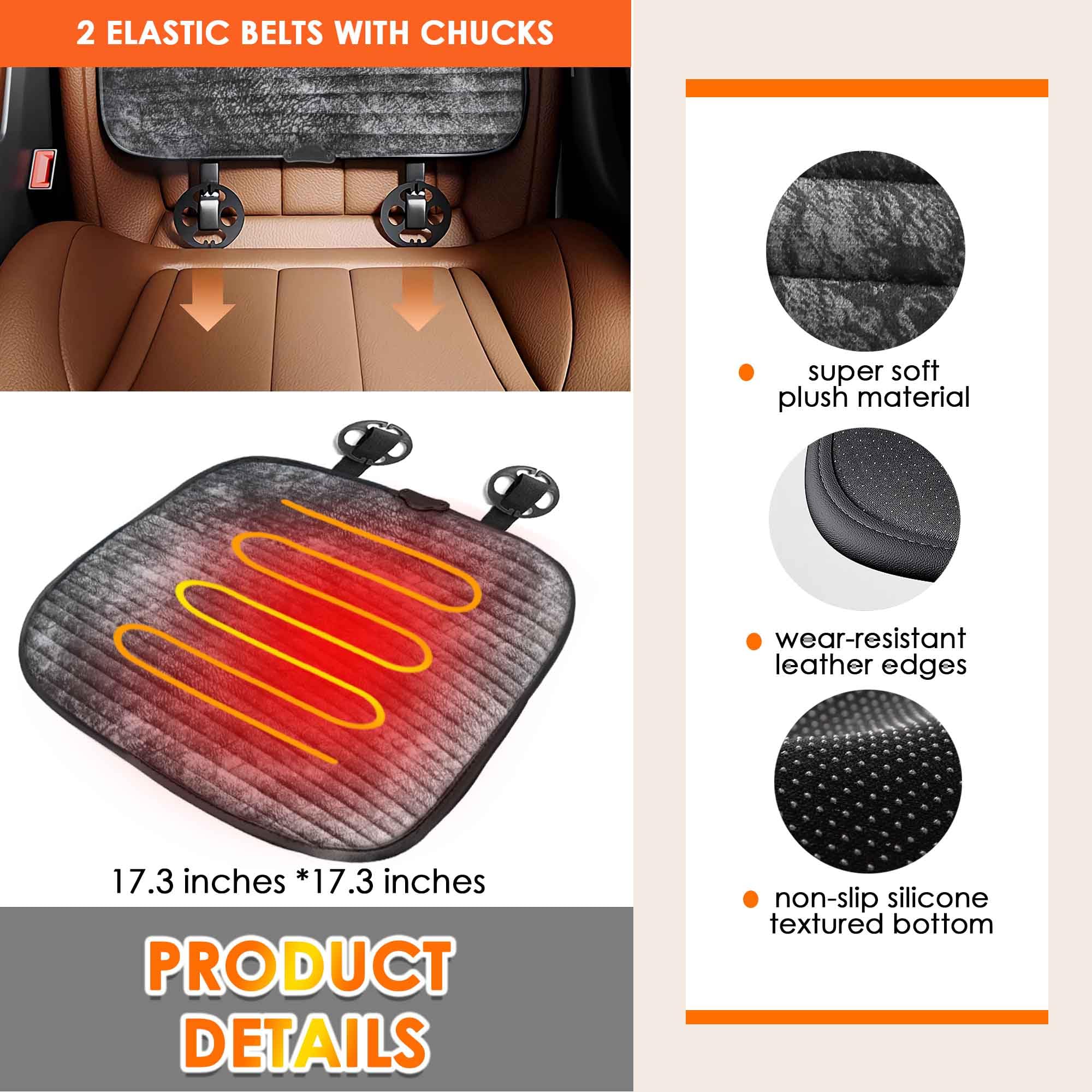 Universal Plush Car Seat Cushion - Warm & Comfortable Bottom Seat Pad for Winter Driving - Fits Cars, Trucks, SUVs, Vans & Office Chairs - Home & Outdoor Use (Grey, 1PC) - Perfect for Long Commutes, Road Trips & Cold Weather Comfort