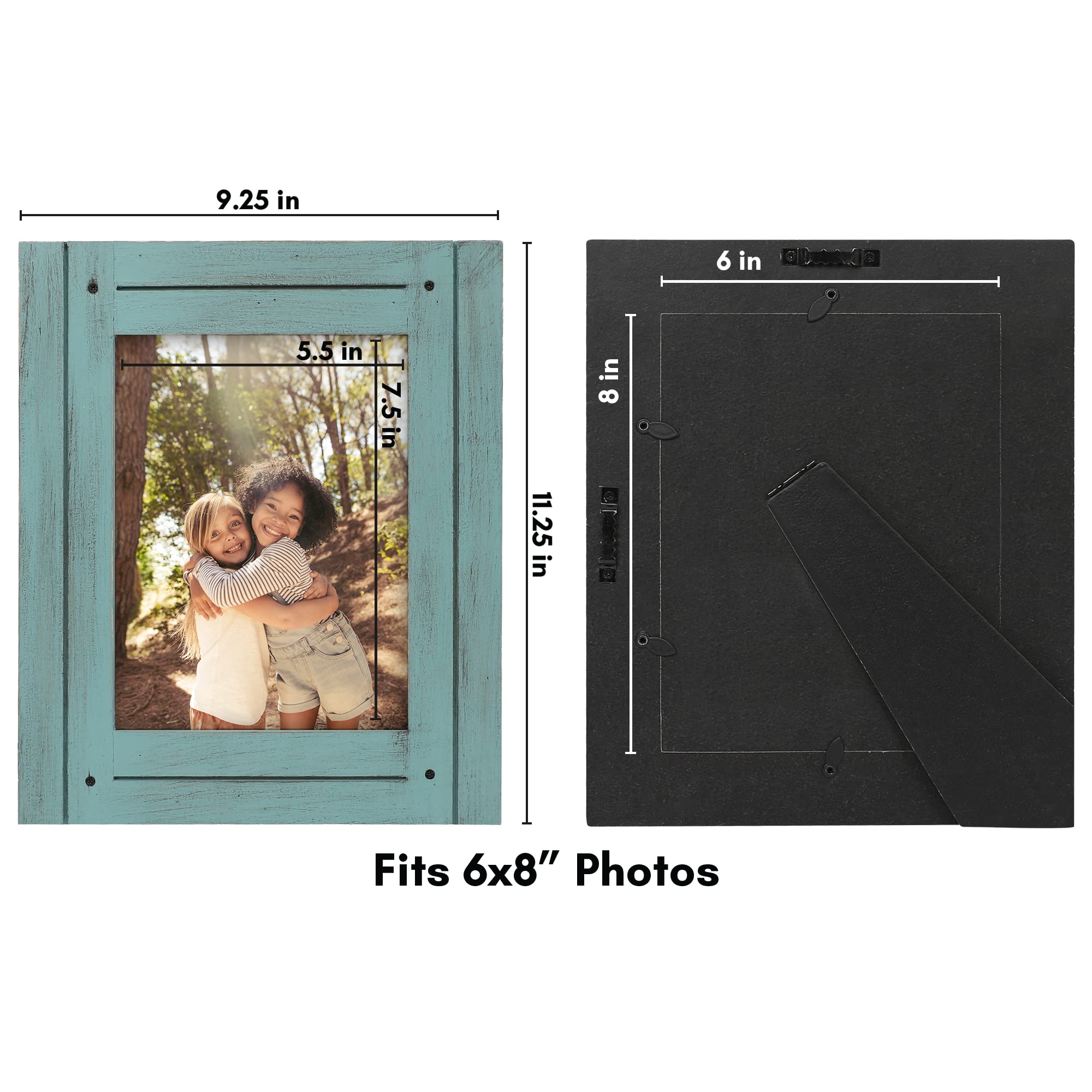 Americanflat 6x8 Turquoise Frame - Distressed Wood & Clear Glass for Wall/Tabletop Display