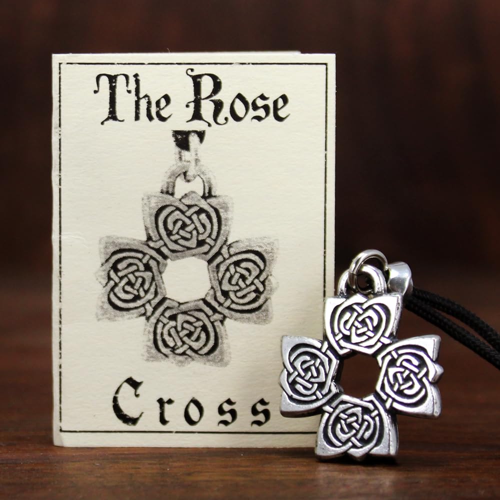 Celtic Knotwork Rose Cross Necklace - Elegant Silver Pendant for Women, Gift for Her, Perfect for Weddings, Anniversaries & Spiritual Occasions