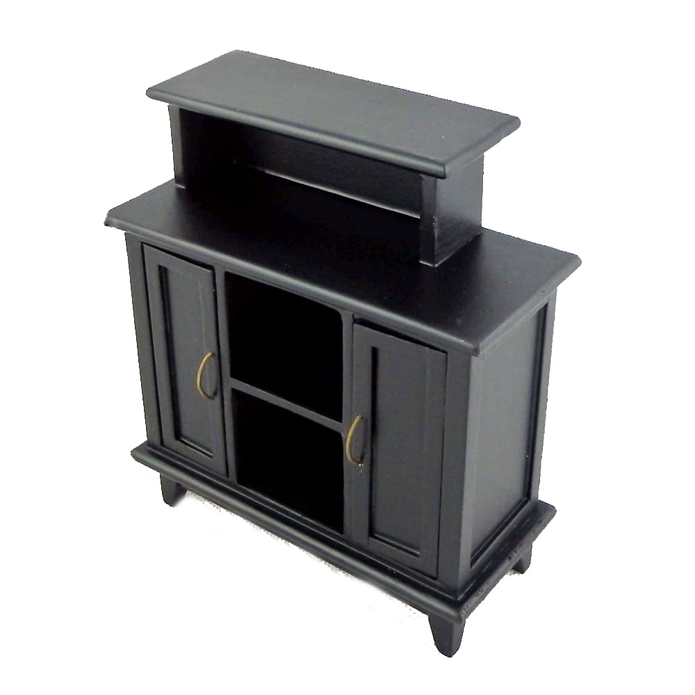 1:12 Scale Black Bar High Cabinet - Miniature Dining Room & Study Furniture for Dollhouses | Perfect for Dollhouse Decor, DIY Projects & Collectors