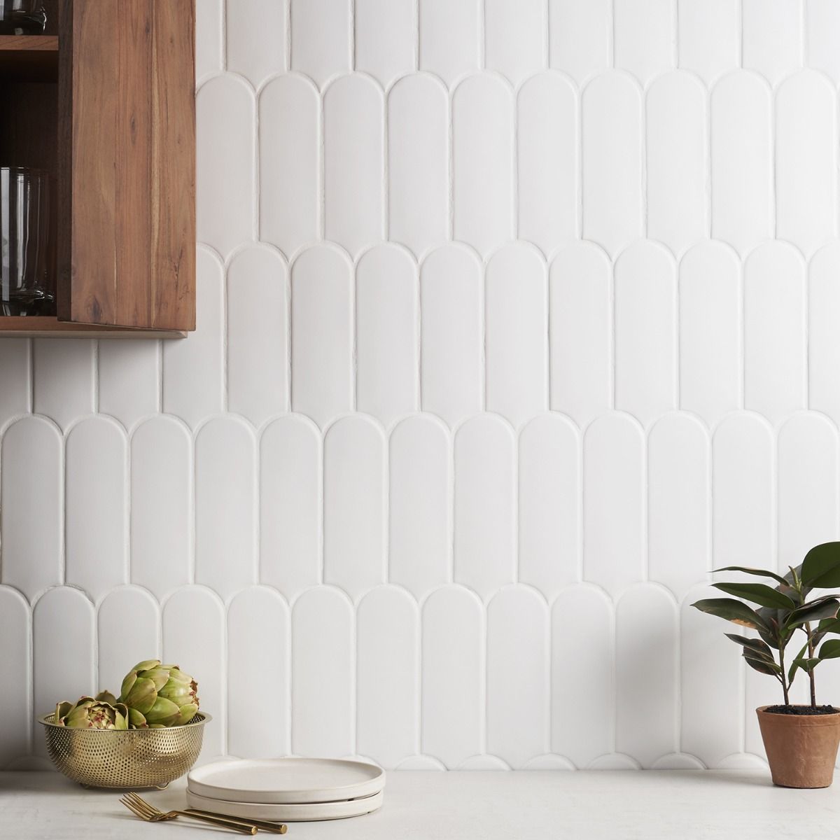 Fish Scale Pattern Parry Airy Sarina Wall Tile - Natural & Elegant Ceramic Tiles for Bathroom, Kitchen Backsplash, and Living Room Accent Wall