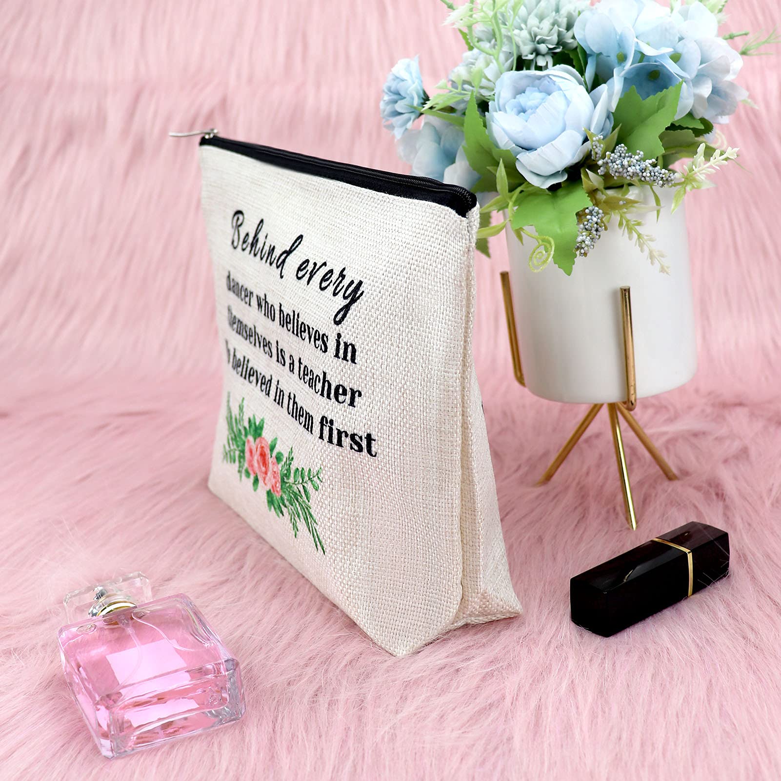 **Sfodiary Best Dance Teacher Gift - Elegant Makeup Bag for Women, Thank You Gift for Her, Birthday Gift for Friend, Cosmetic Bag, Retirement Gift, Christmas Gift, Travel Cosmetic Pouch - Perfect for Dance Classes, Travel & Daily Use**
