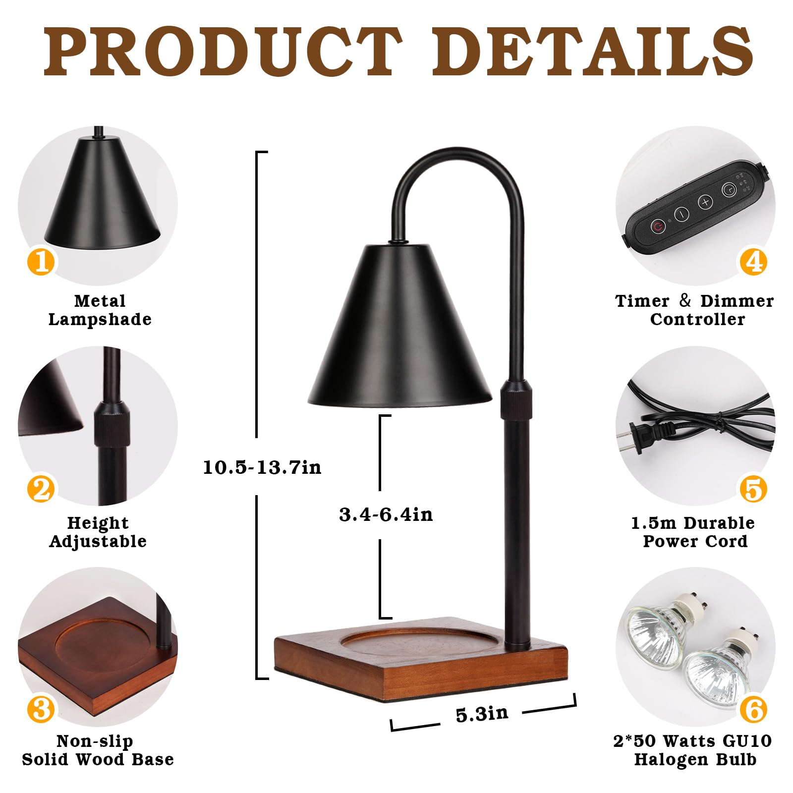 Modern Dimmable Candle Warmer Lamp with Timer - Adjustable Wax Melt Warmer for Home Decor, Perfect Birthday Gift for Women & Mom - Creates Cozy Ambiance in Living Room, Bedroom, or Office