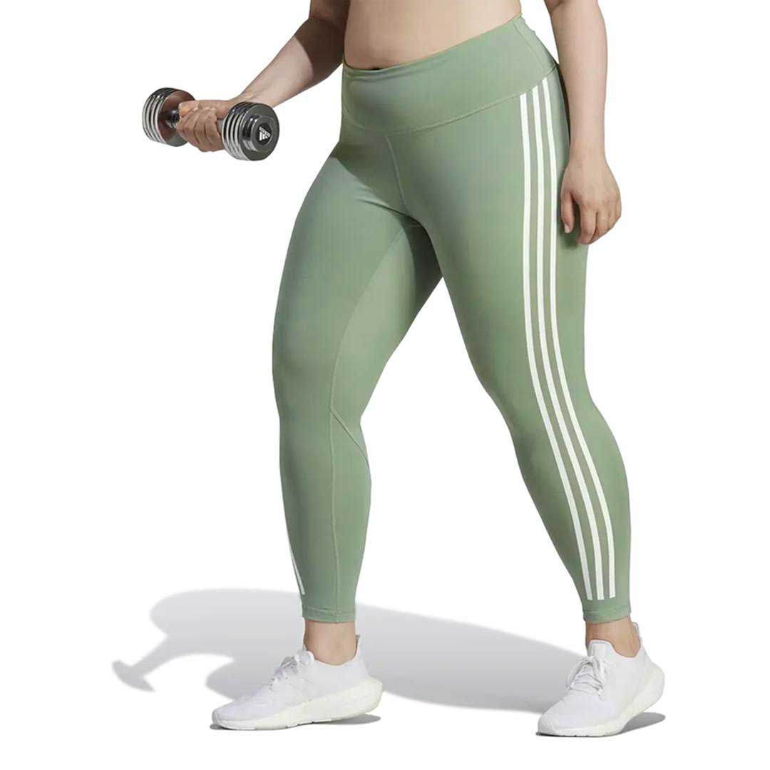 Adidas Women's Optime Trainicons 3 Stripes 7/8 Leggings - Plus Size High Waist Yoga Pants for Running, Workout & Gym (HR5454) - Perfect for Fitness, Yoga & Casual Wear