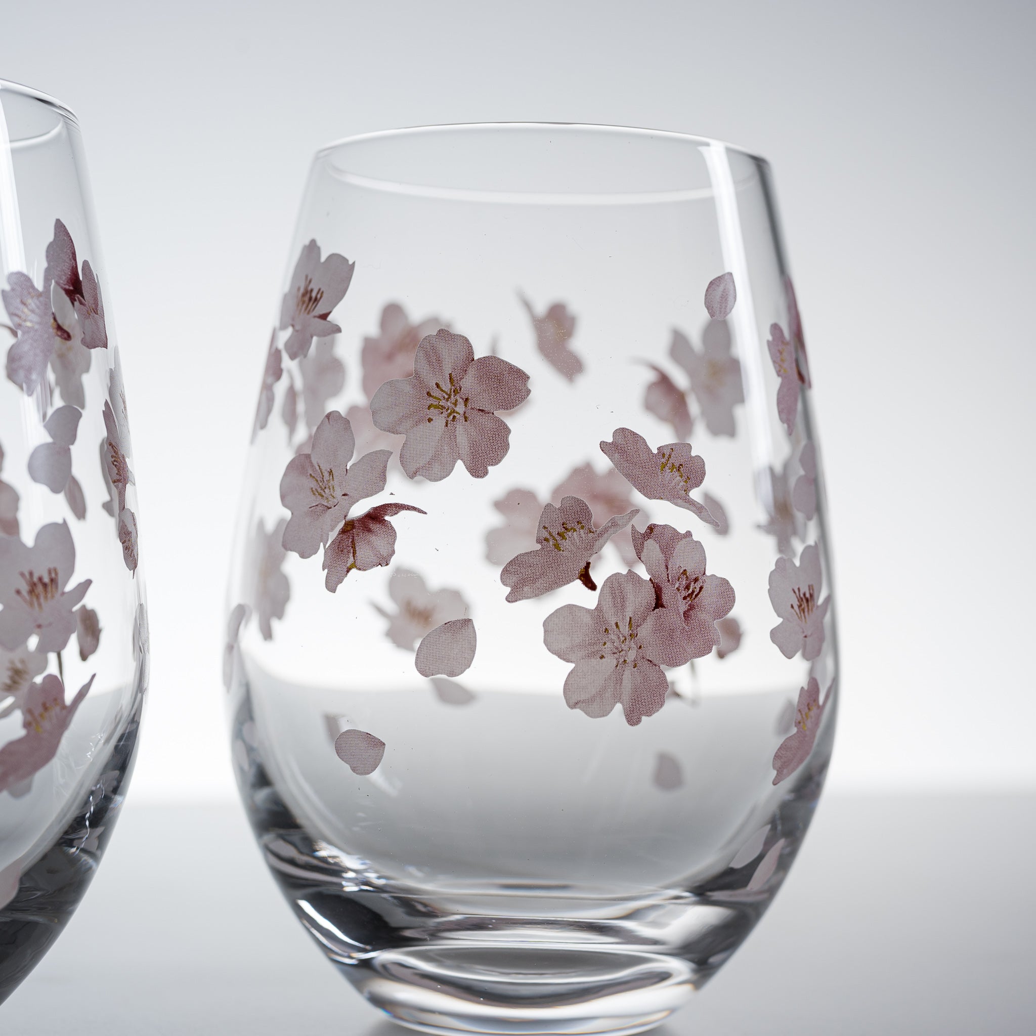 Sakura Flower Pair Tumbler Glass Set - 16oz Japanese Cherry Blossom Drinking Glasses for Tea, Juice & Cocktails - Perfect for Spring Parties, Romantic Dinners & Home Decor