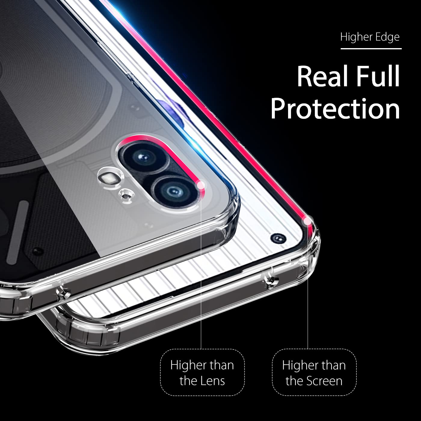 Nothing Phone 1 Case - Crystal Clear TPU Shockproof Protective Cover with Soft Bumper & Screen Protector | Slim Transparent Case for Nothing Phone 1 | Perfect for Everyday Use, Travel & Outdoor Activities
