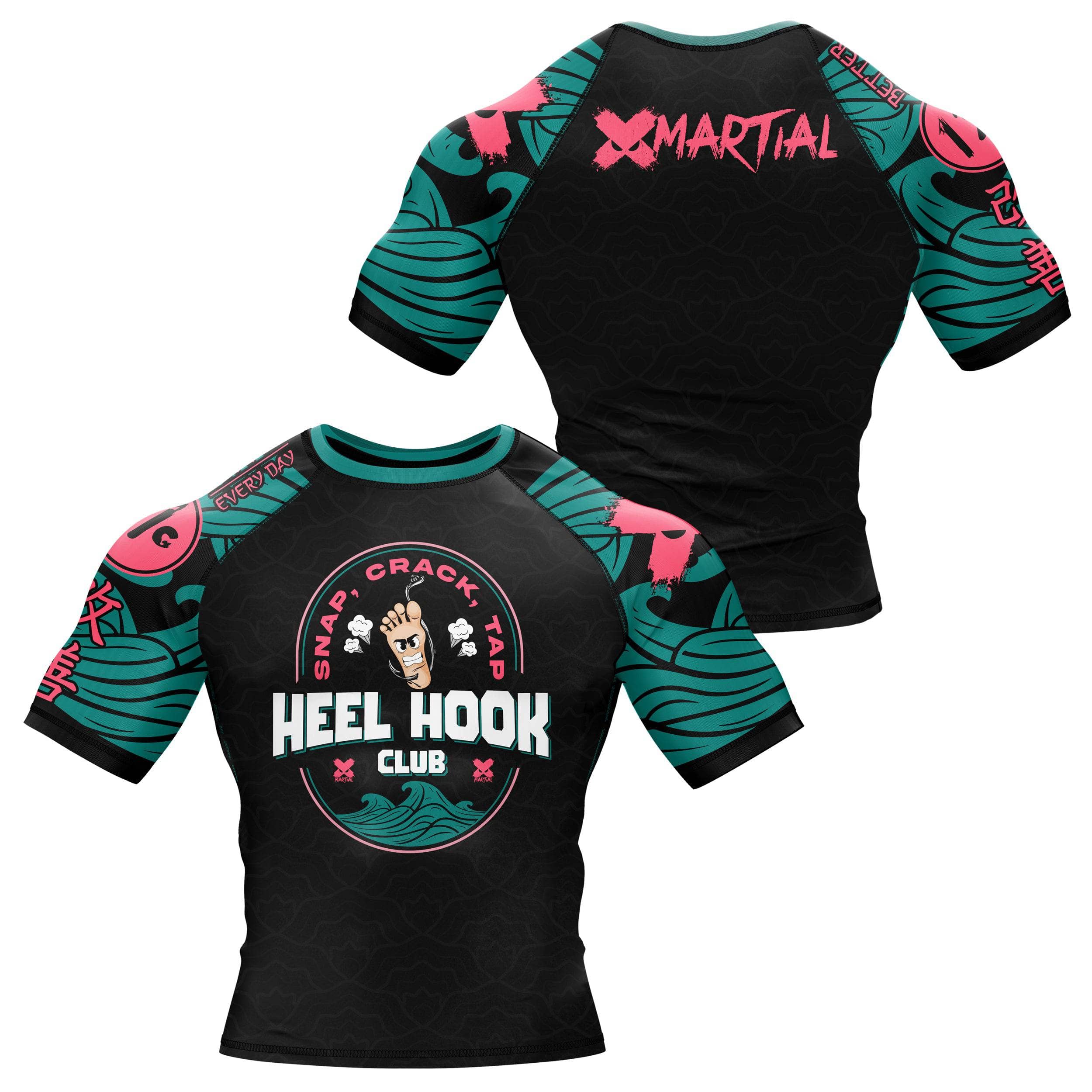 BJJ Rash Guard with Heel Hook Design - Durable Compression Shirt for Brazilian Jiu-Jitsu Training & MMA Competition - Perfect for Grappling, No-Gi, and Martial Arts Practice
