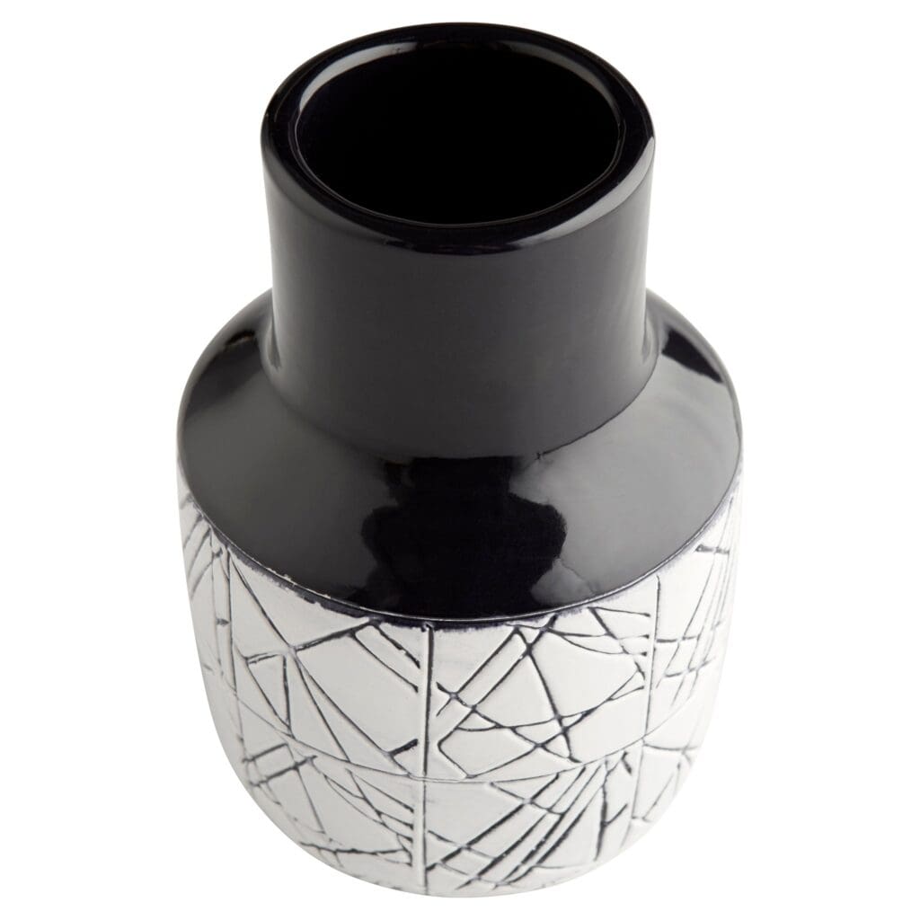Cyan Design 11124 Dark Zenith Vase - Blue and White Ceramic Home Decor - Small Decorative Vase for Living Room, Bedroom, or Office Centerpiece