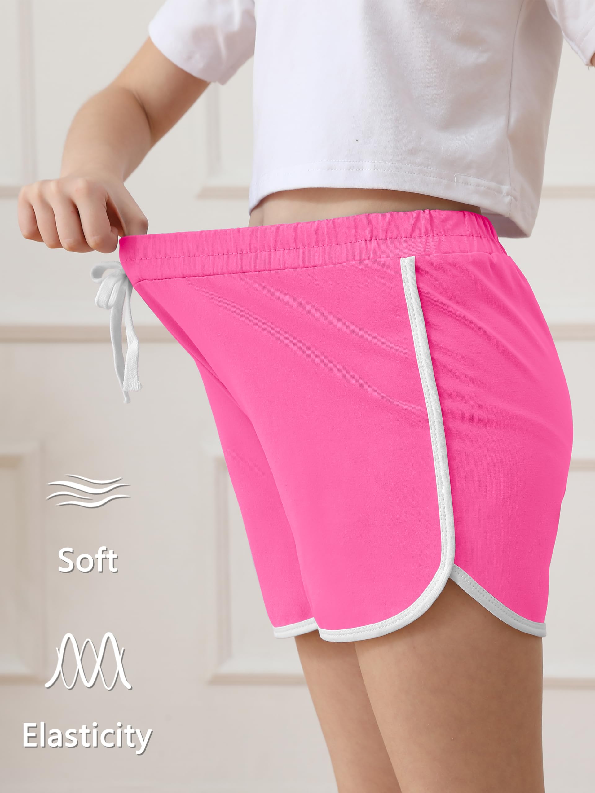 Resinta 5-Pack Girls Cotton Athletic Shorts - Breathable Running Shorts for Toddlers, Summer Activewear, Yoga & Playtime - Perfect for Sports, Gym, and Outdoor Activities